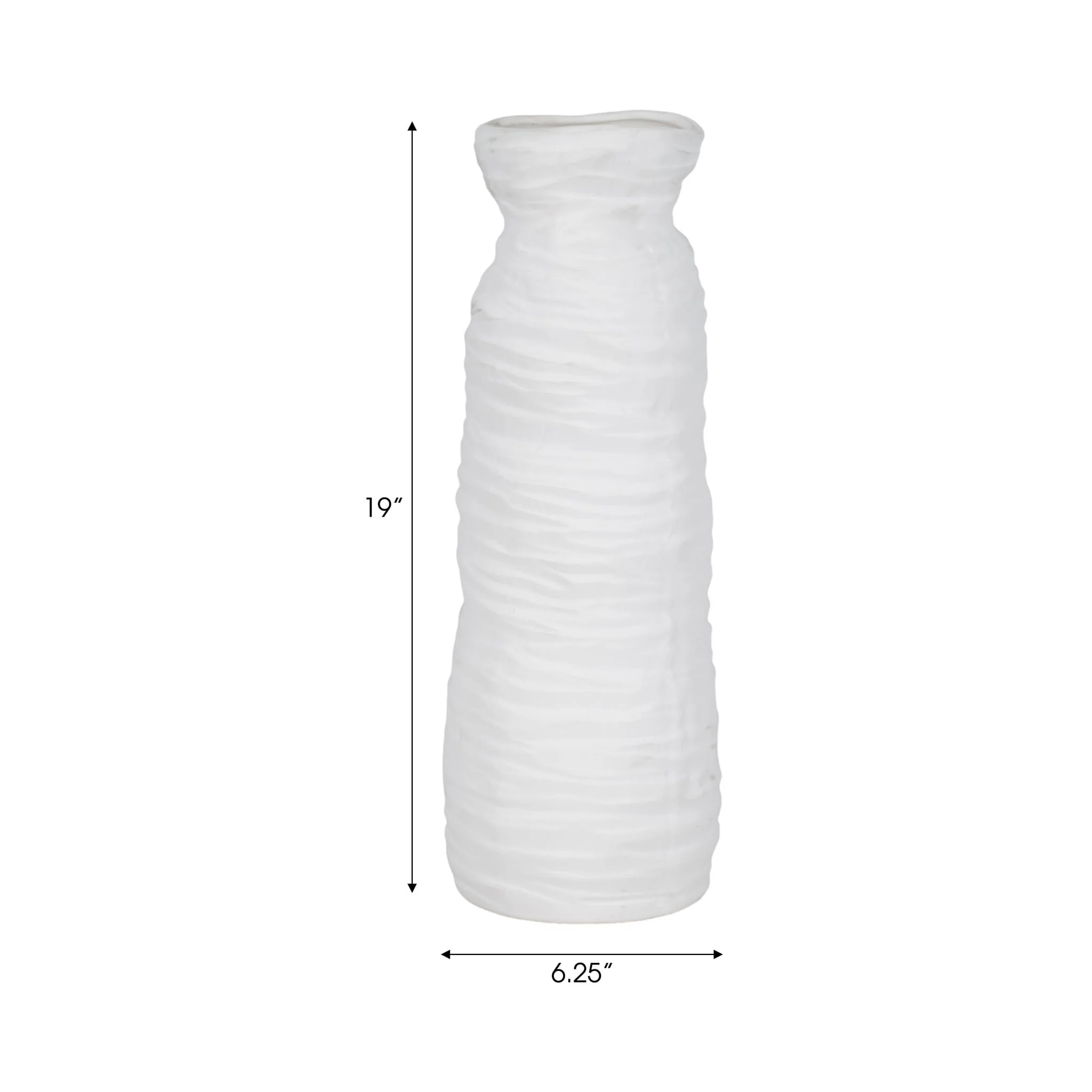 19" Horizontal Ribbed Matte Vase, Ivory - Image 8