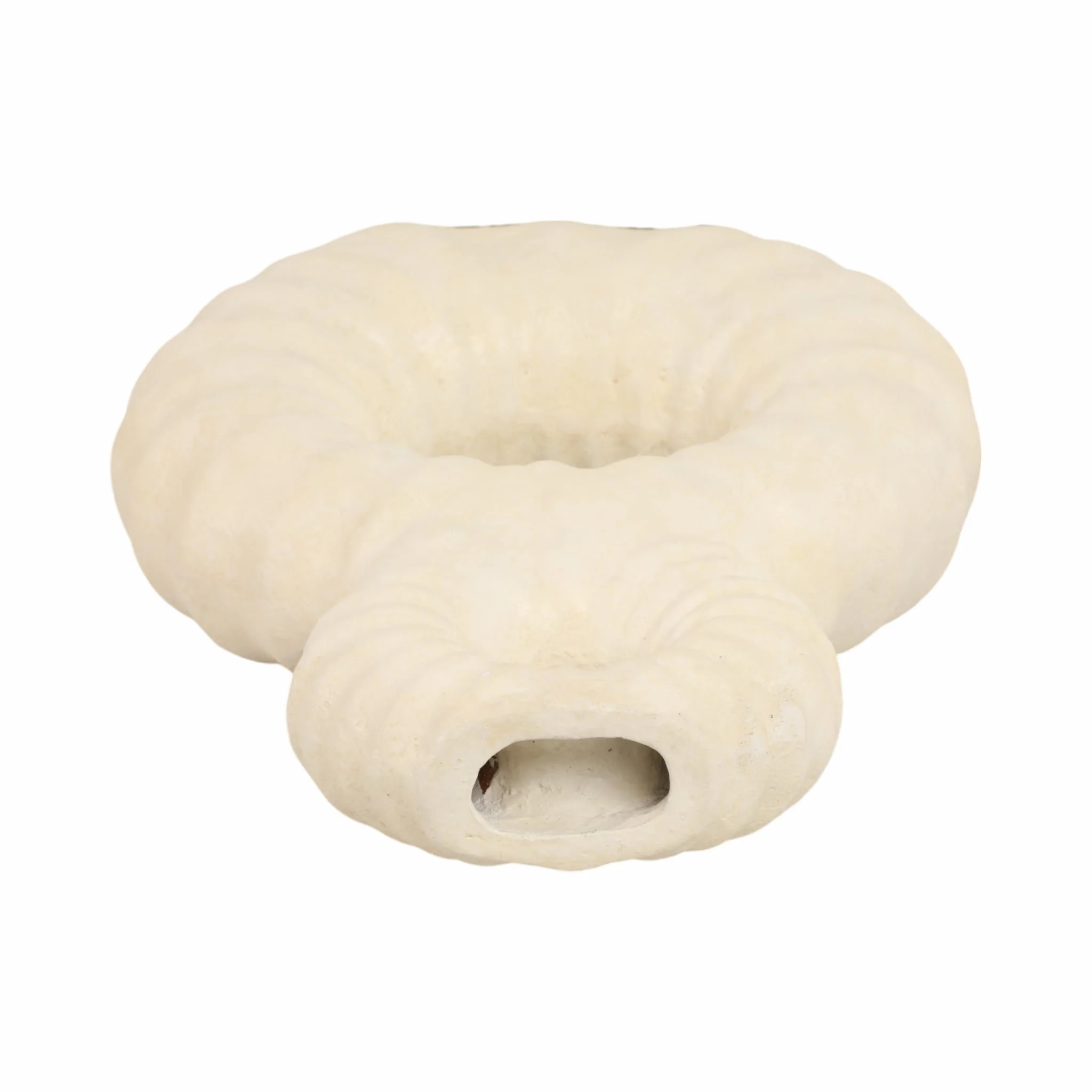 19" Ridged Eight Shape Terracotta Vase, Ivory - Image 5
