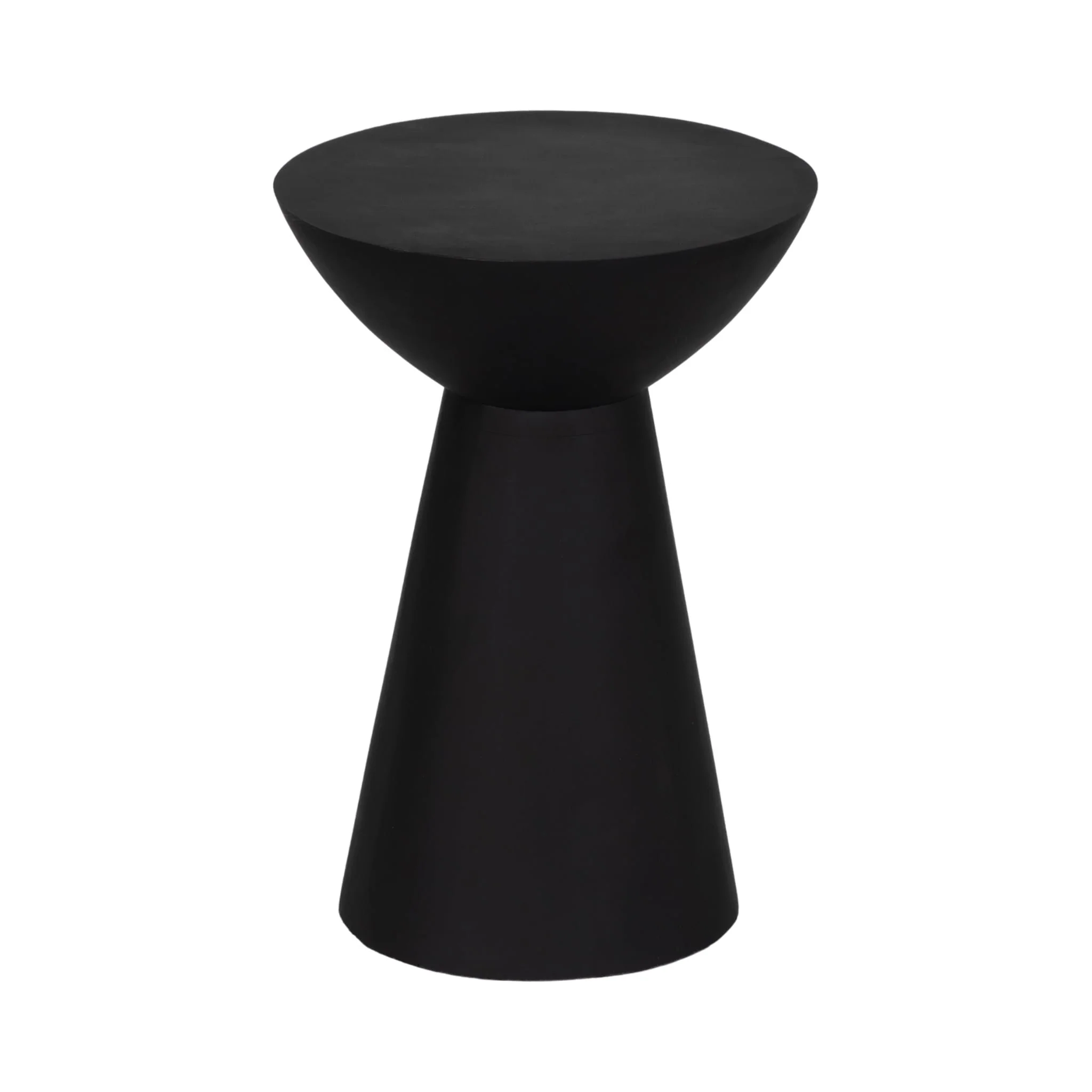 19" Wood Drum Accent Table, Black