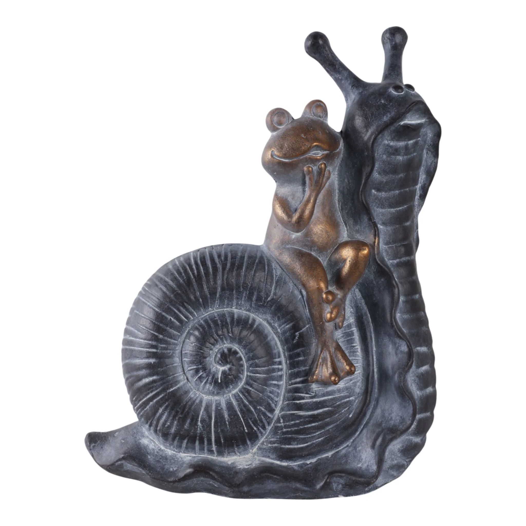 19x15" Gold Frog On Snail, Grey