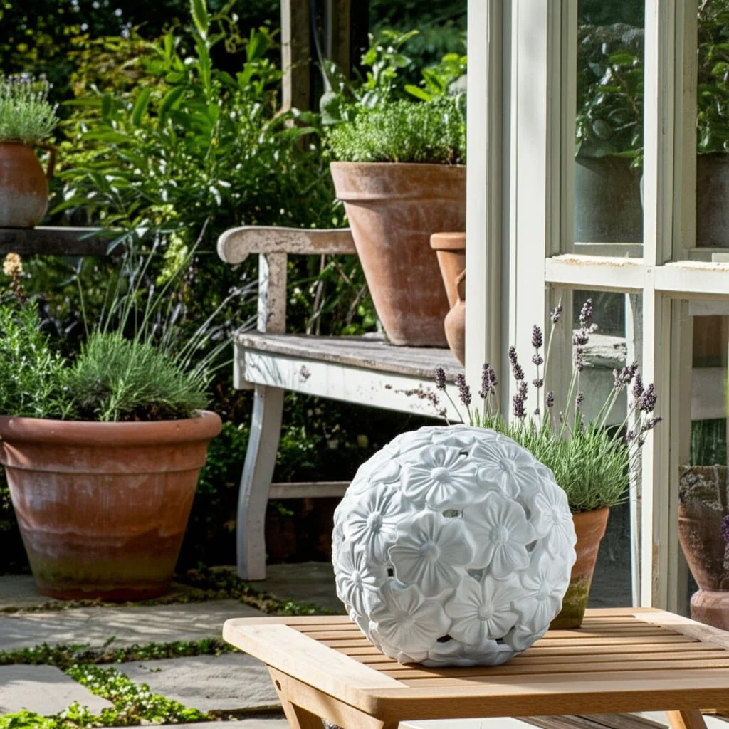 1o" Flower Cut-out Garden Orb, White - Image 10