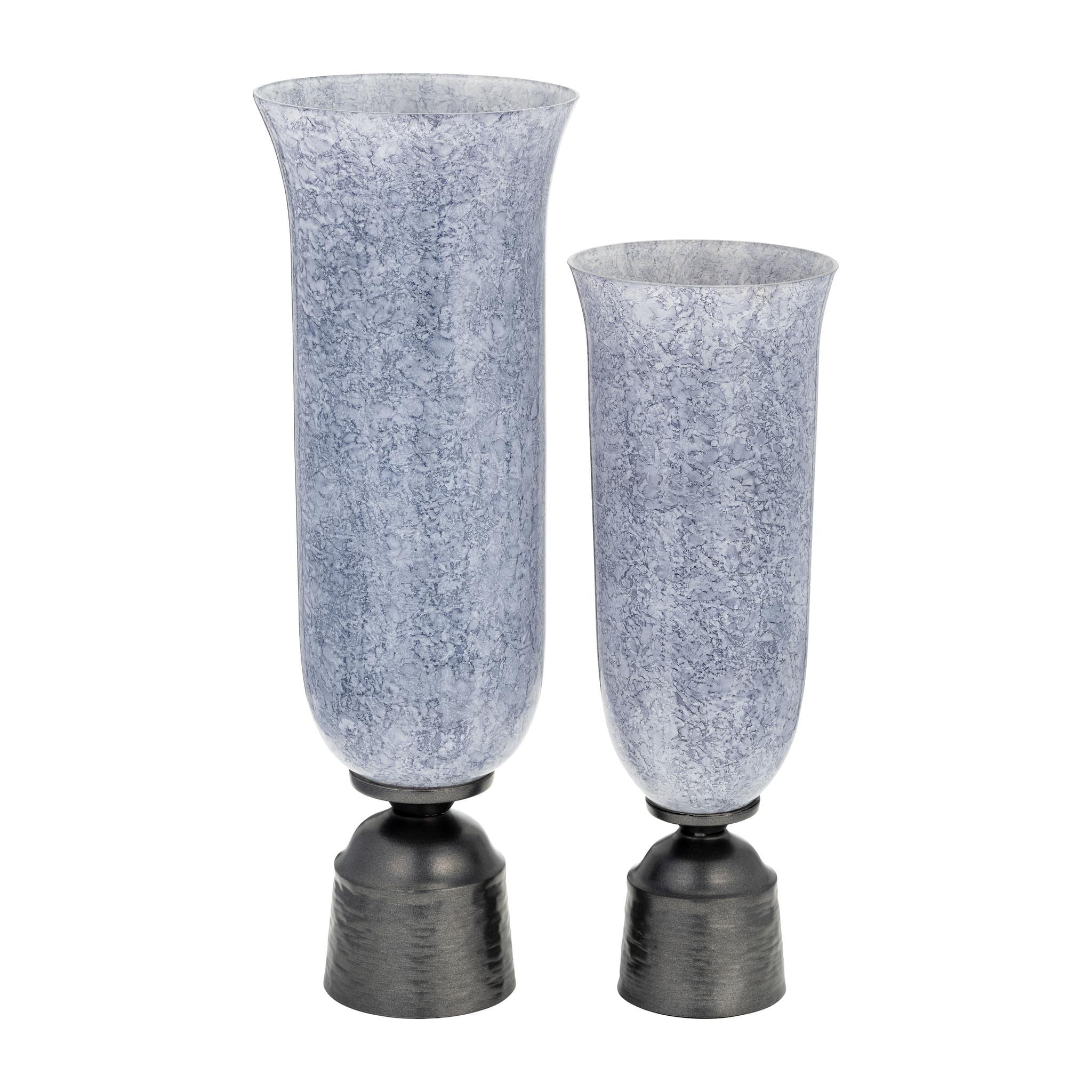 20", Glass Vase W/metal Base, Blue - Image 8