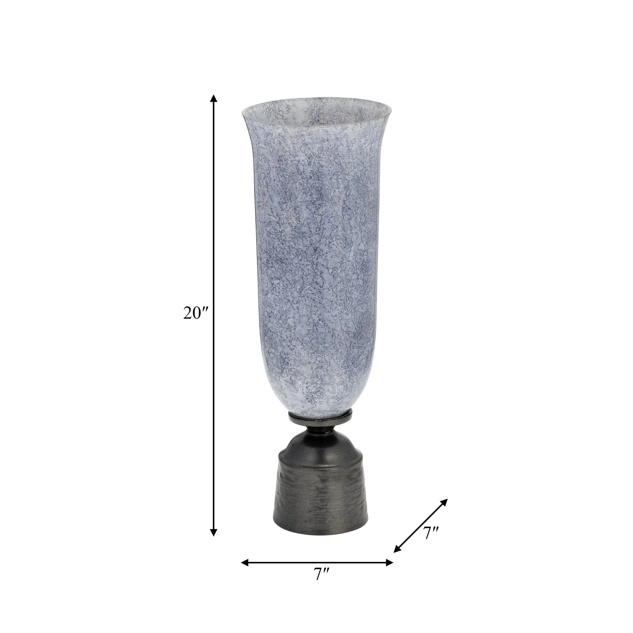 20", Glass Vase W/metal Base, Blue - Image 9