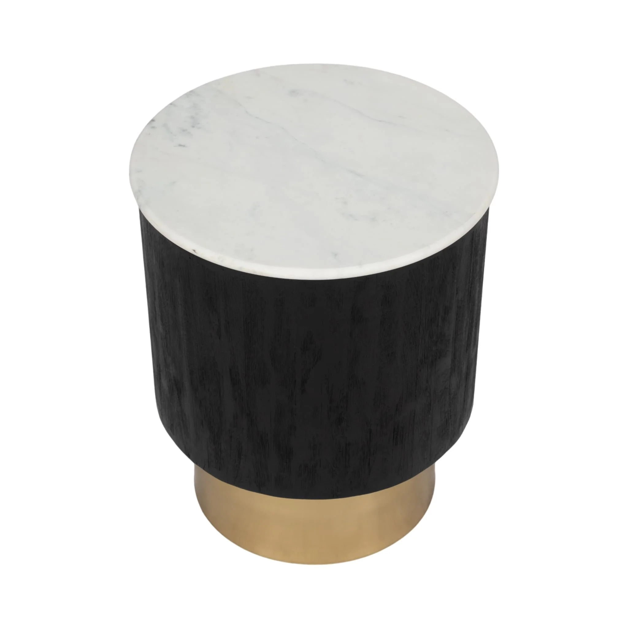 20" Gold Pedestal Accent Table Marble Top, Wht/blk - Image 3
