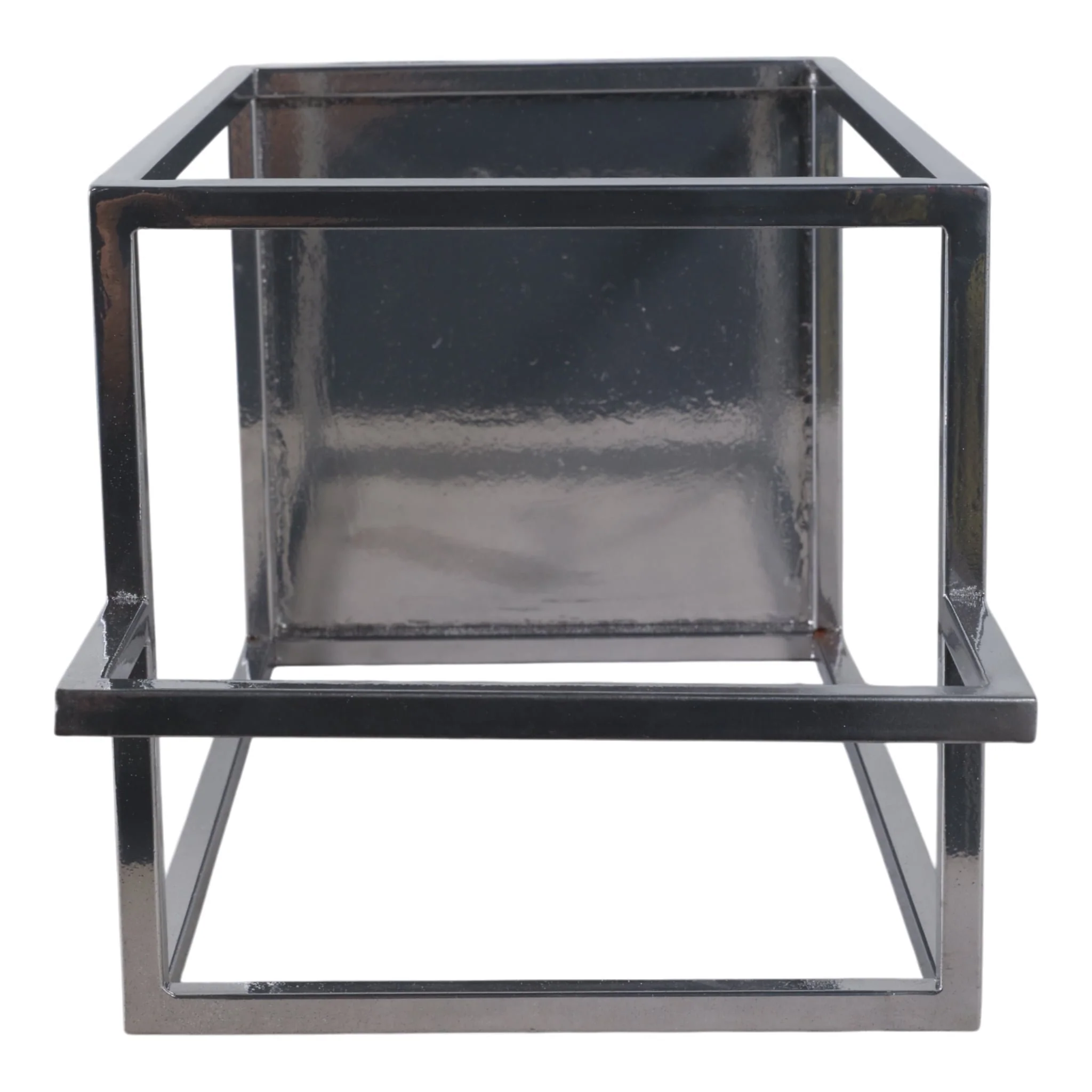 20x10" Squared Lantern With Handle, Silver - Image 6