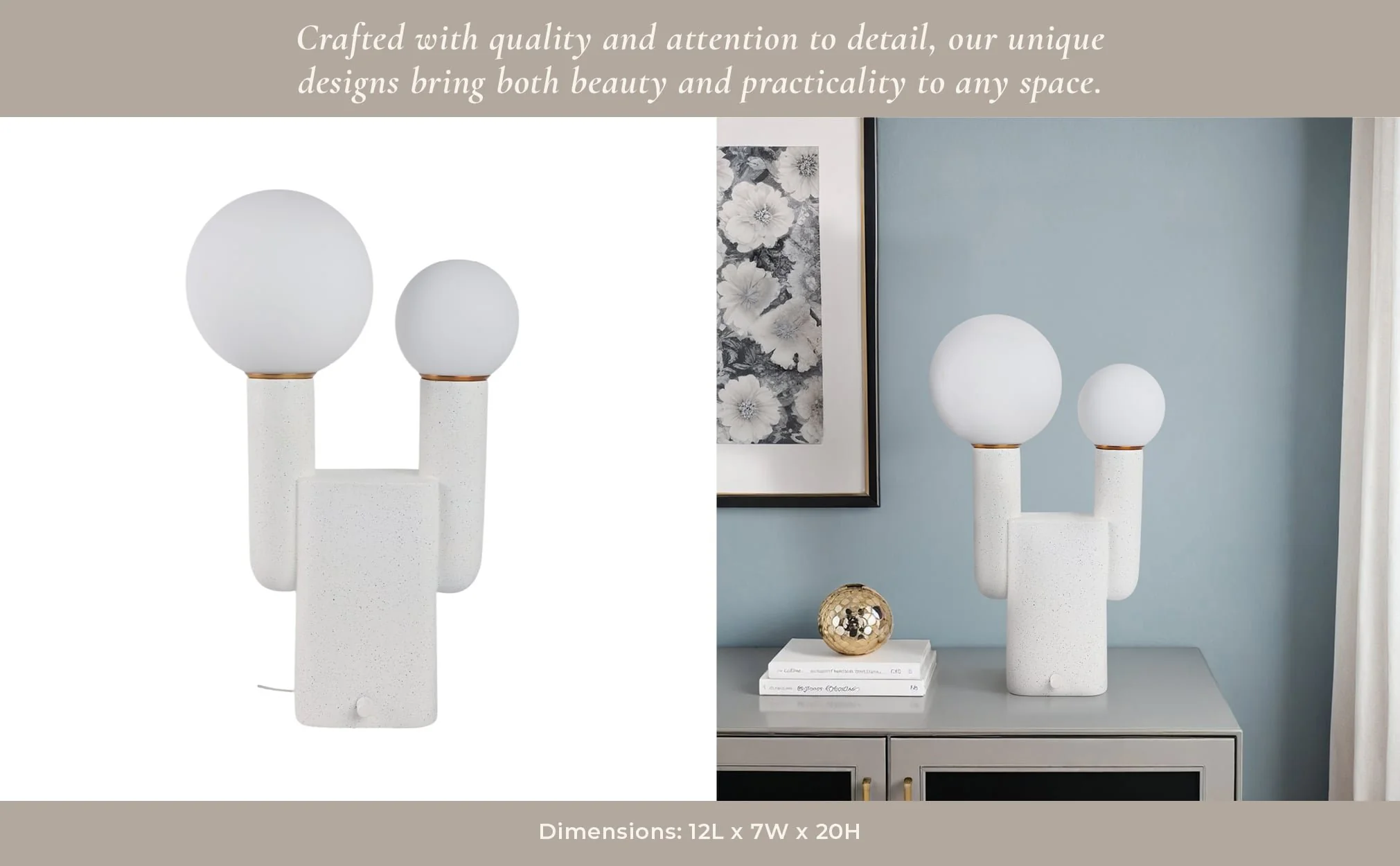 20x12" Double Head Totem Lamp With Base Switch, Wh - Image 10