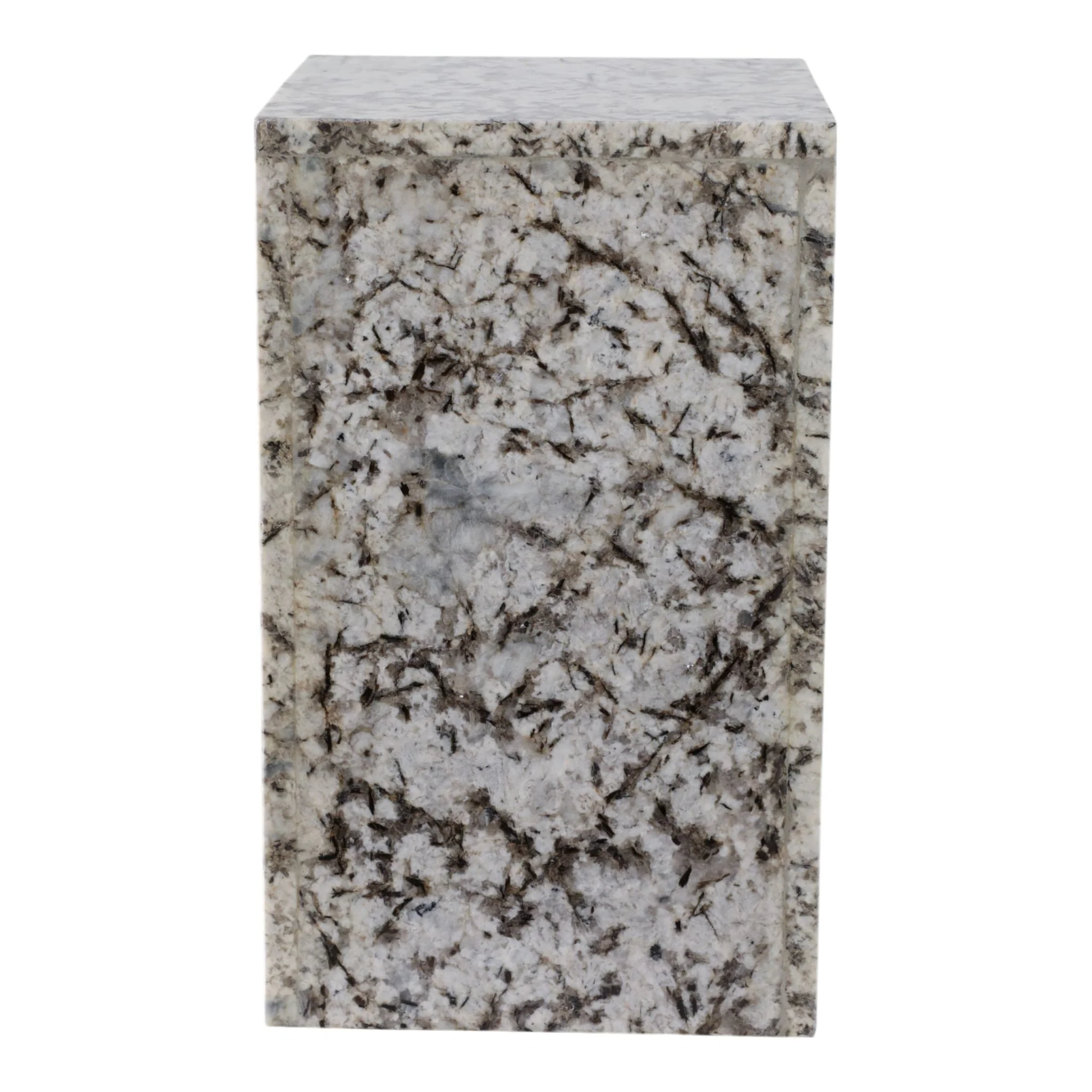 20x12" Marble Pedestal Accent Table, White/black - Image 3
