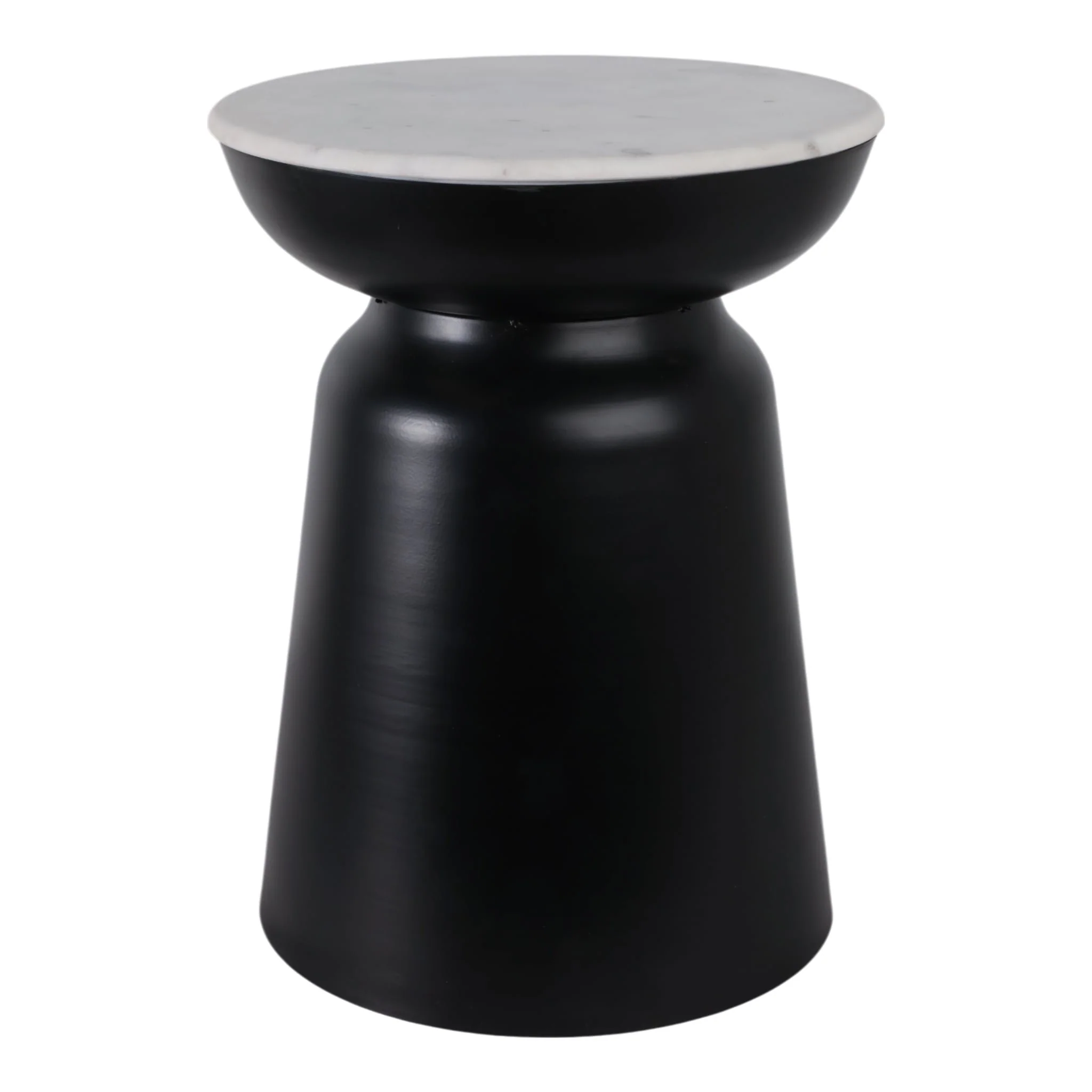 20x15" Metal Accent Table Marble Top, Black/white - Image 3