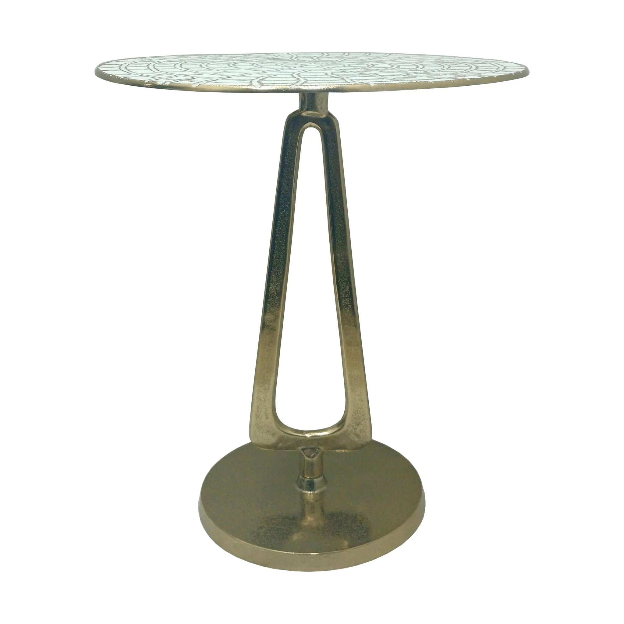 20x16" Seashell Pattern Top Accent Table, White/go