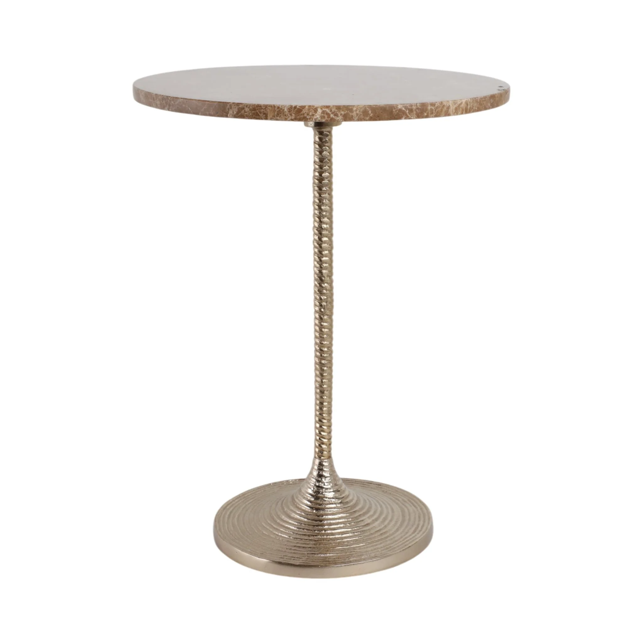 20x16" Twisted Accent Table Marble Top, Tan/gold - Image 4
