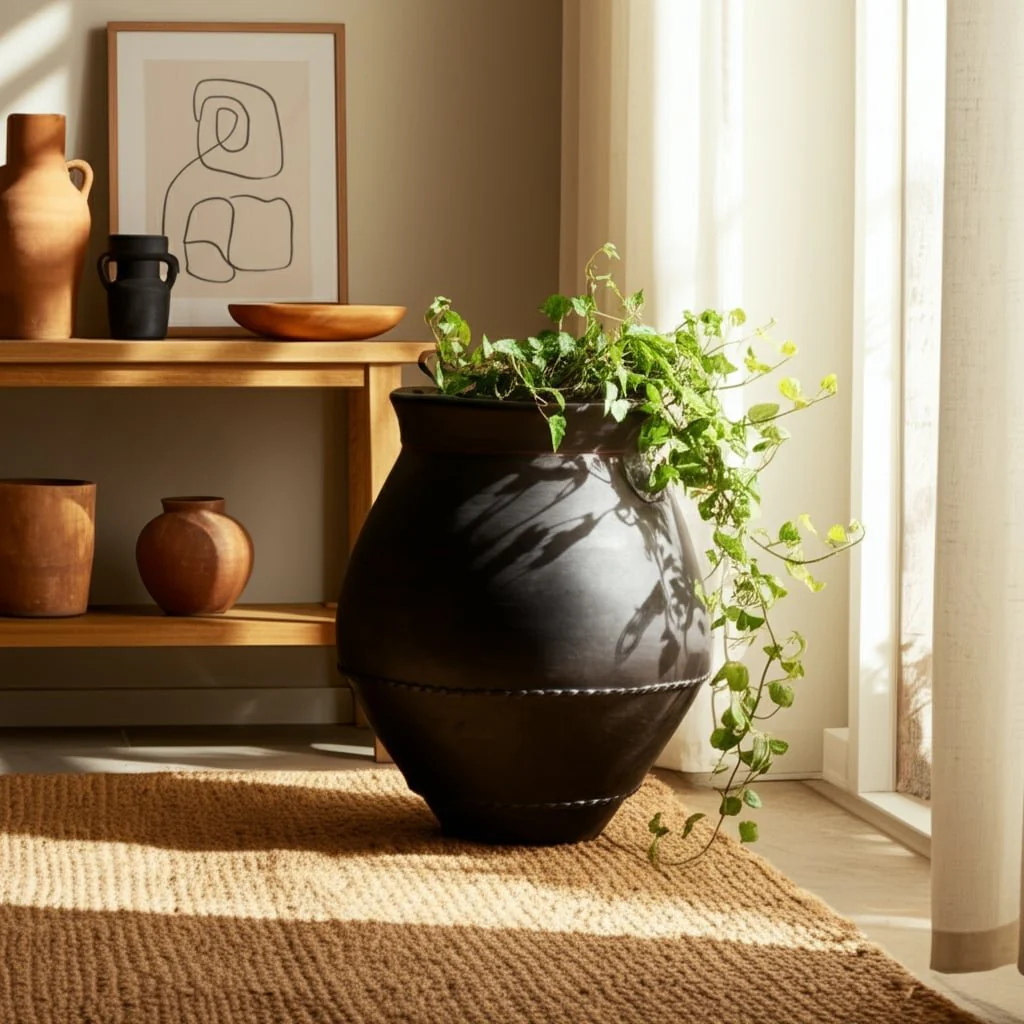 20x18" Traditional Terracotta Vase, Black - Image 8