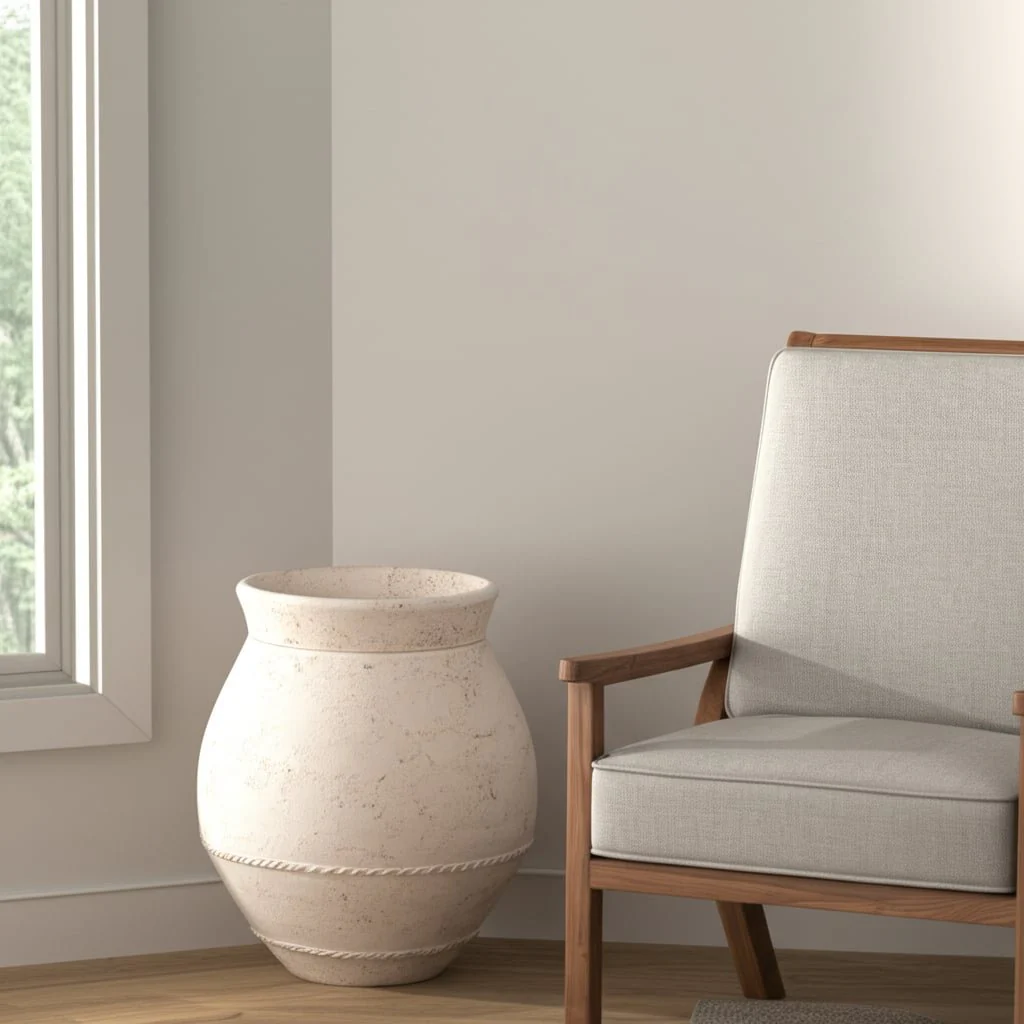 20x18" Traditional Terracotta Vase, Ivory - Image 10