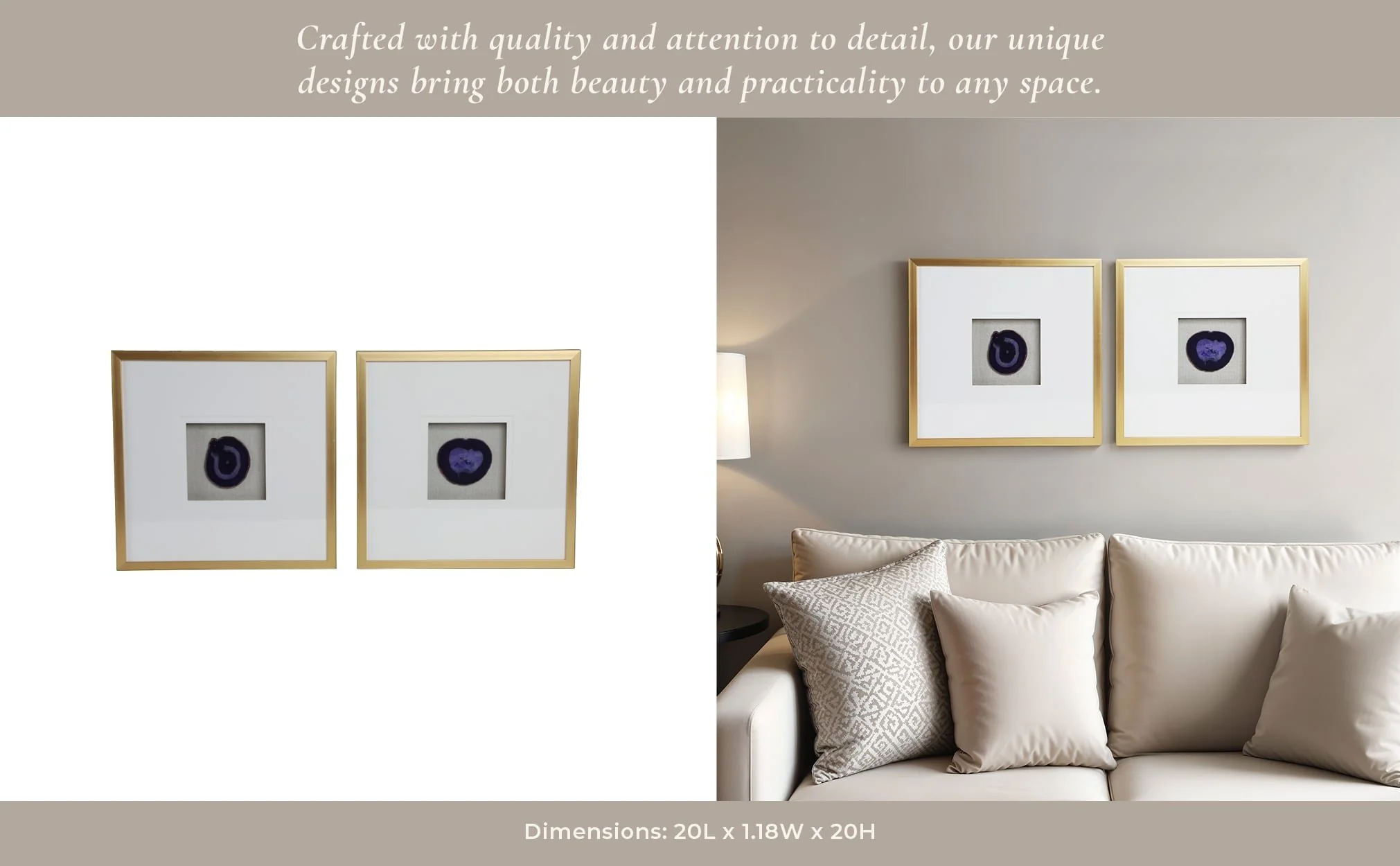 20x20 S/2 Framed Agate, Purple - Image 12