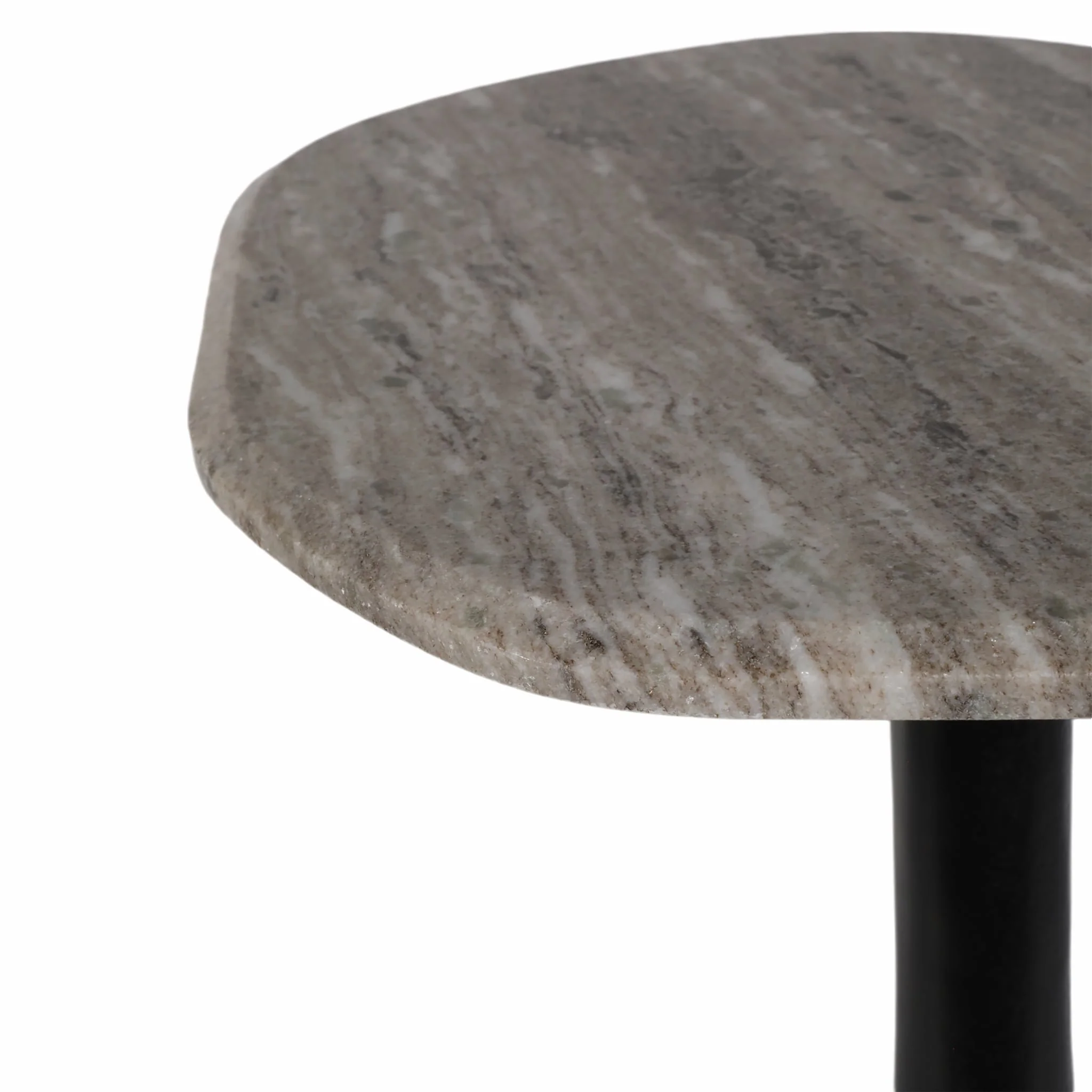 21" Curved Top Marble Accent Table, Beige/blk - Image 5