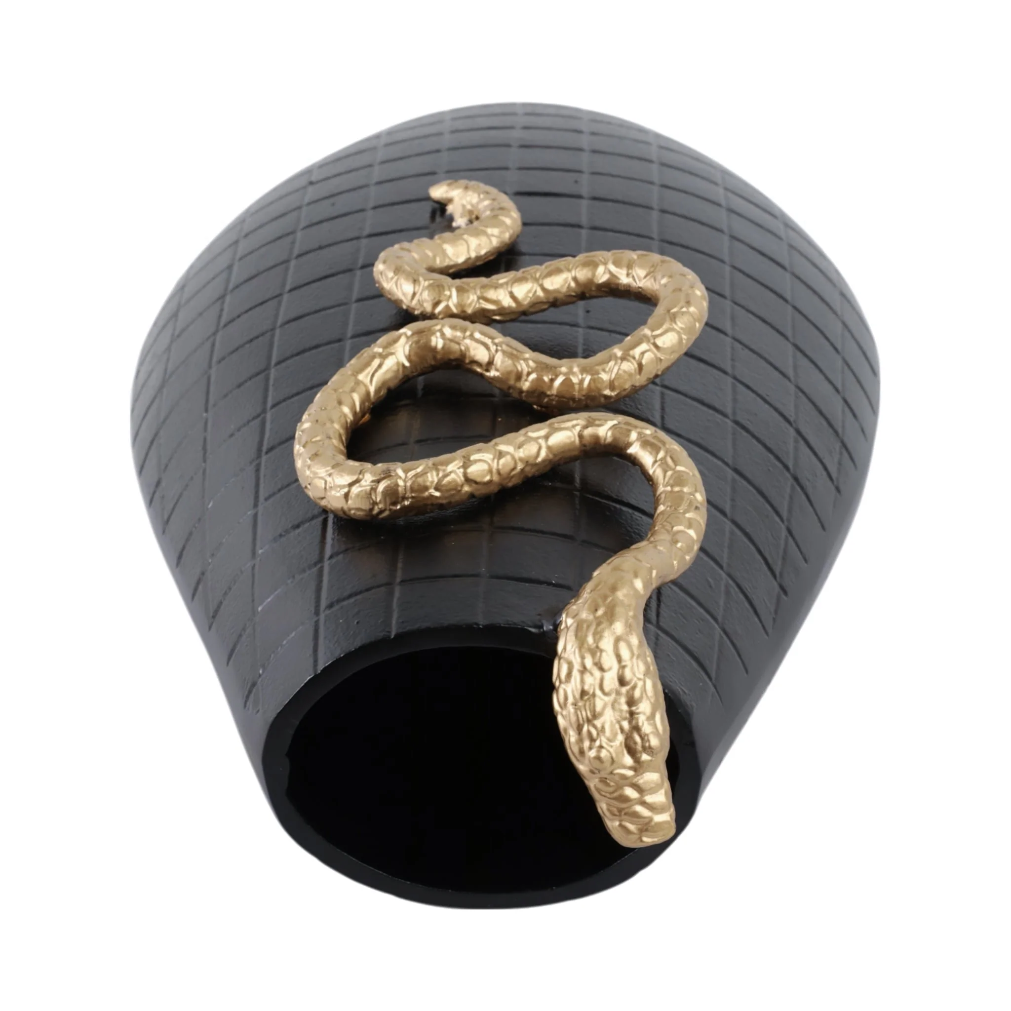 21x11" Curved Snake On Vase, Black/gold - Image 6