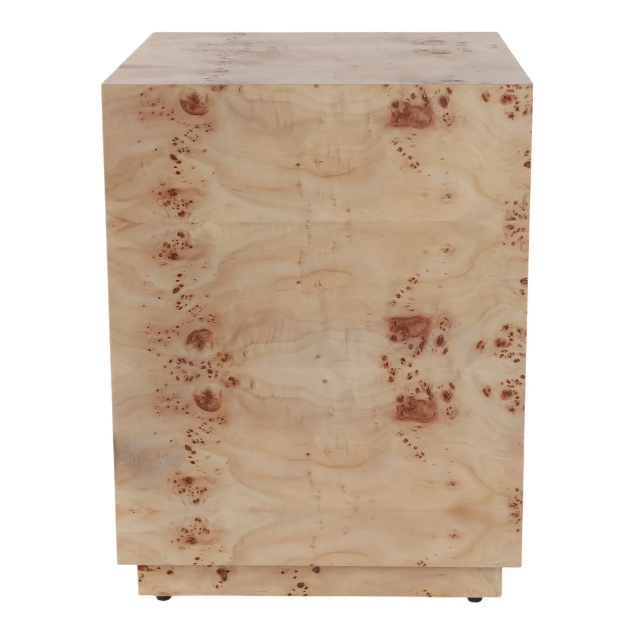 21x16" Burl Wood Block Accent Table, Tan - Image 4