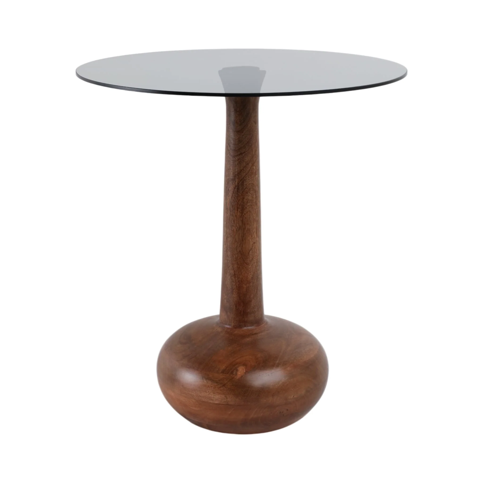 21x18" Smoke Glass Top Teardrop Accent Table, Brow - Image 3