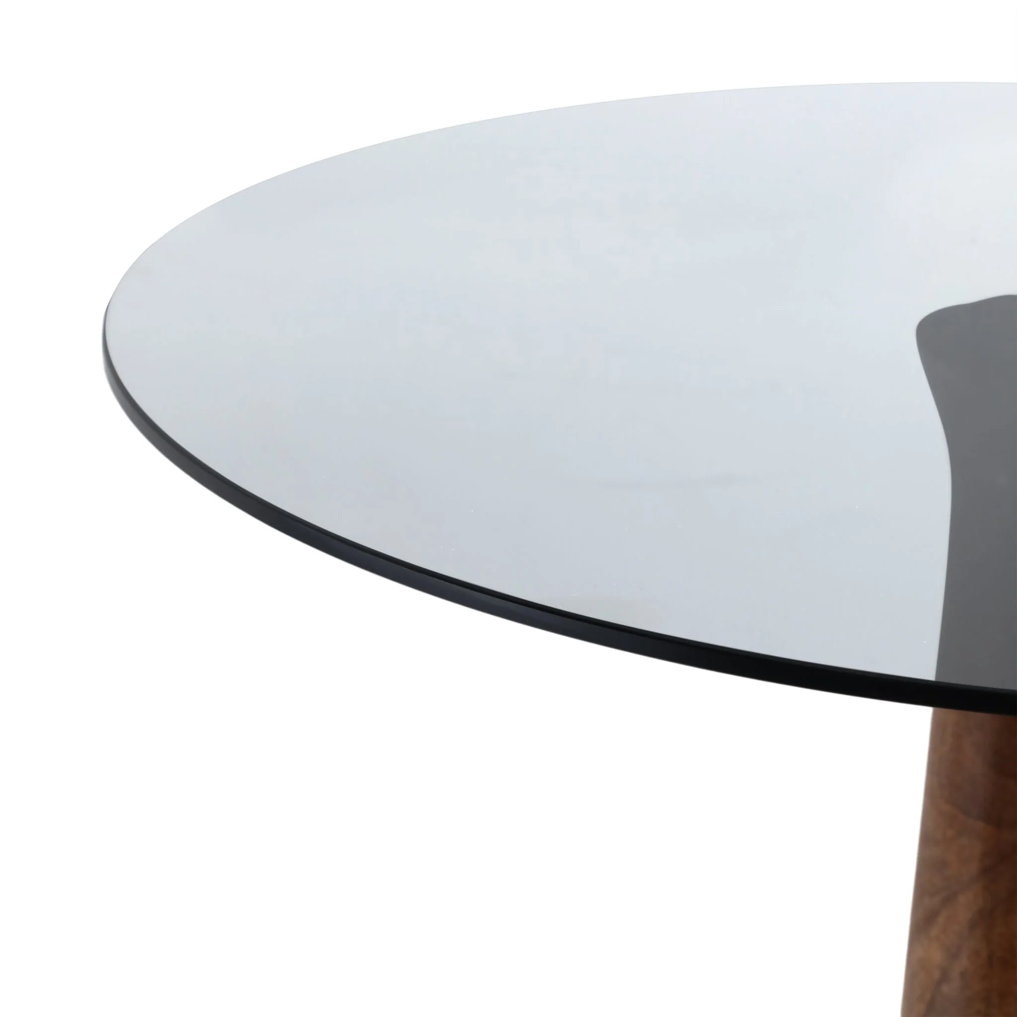 21x18" Smoke Glass Top Teardrop Accent Table, Brow - Image 6