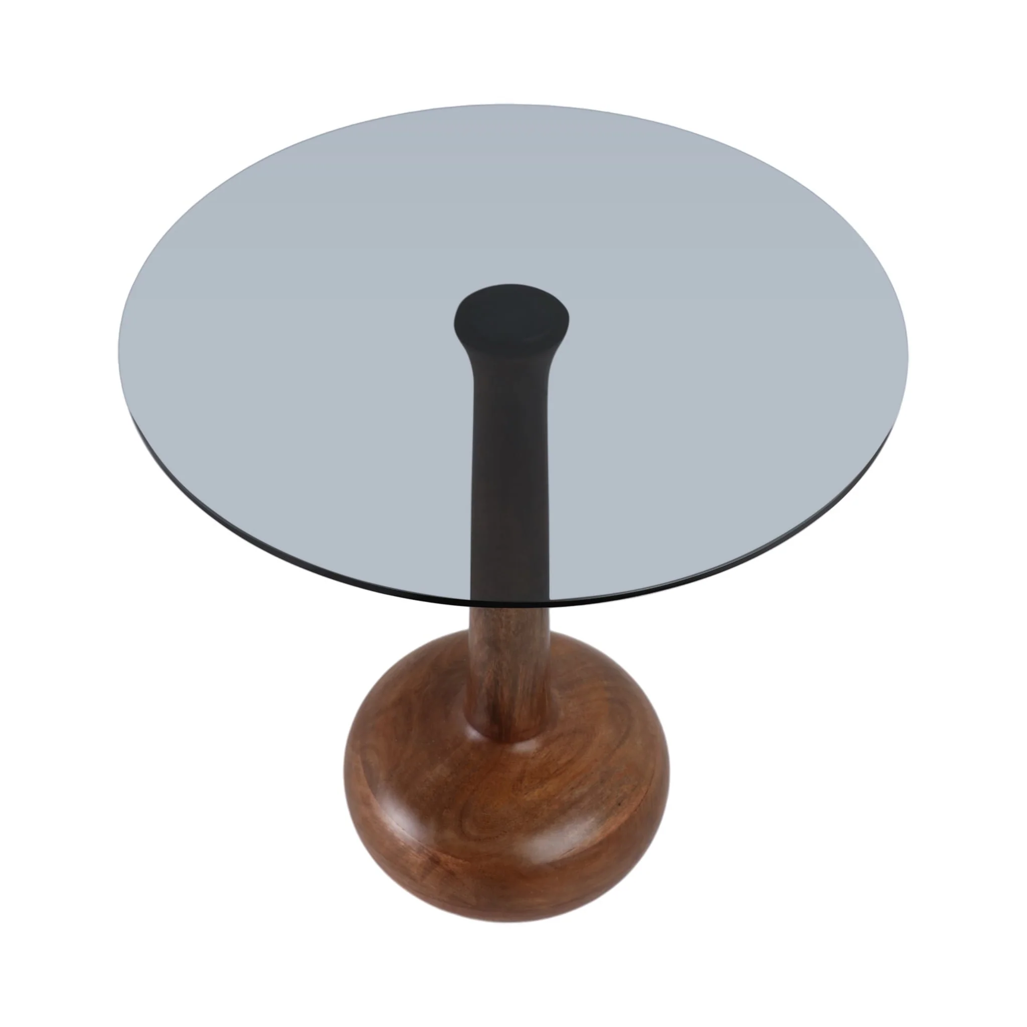 21x18" Smoke Glass Top Teardrop Accent Table, Brow - Image 7