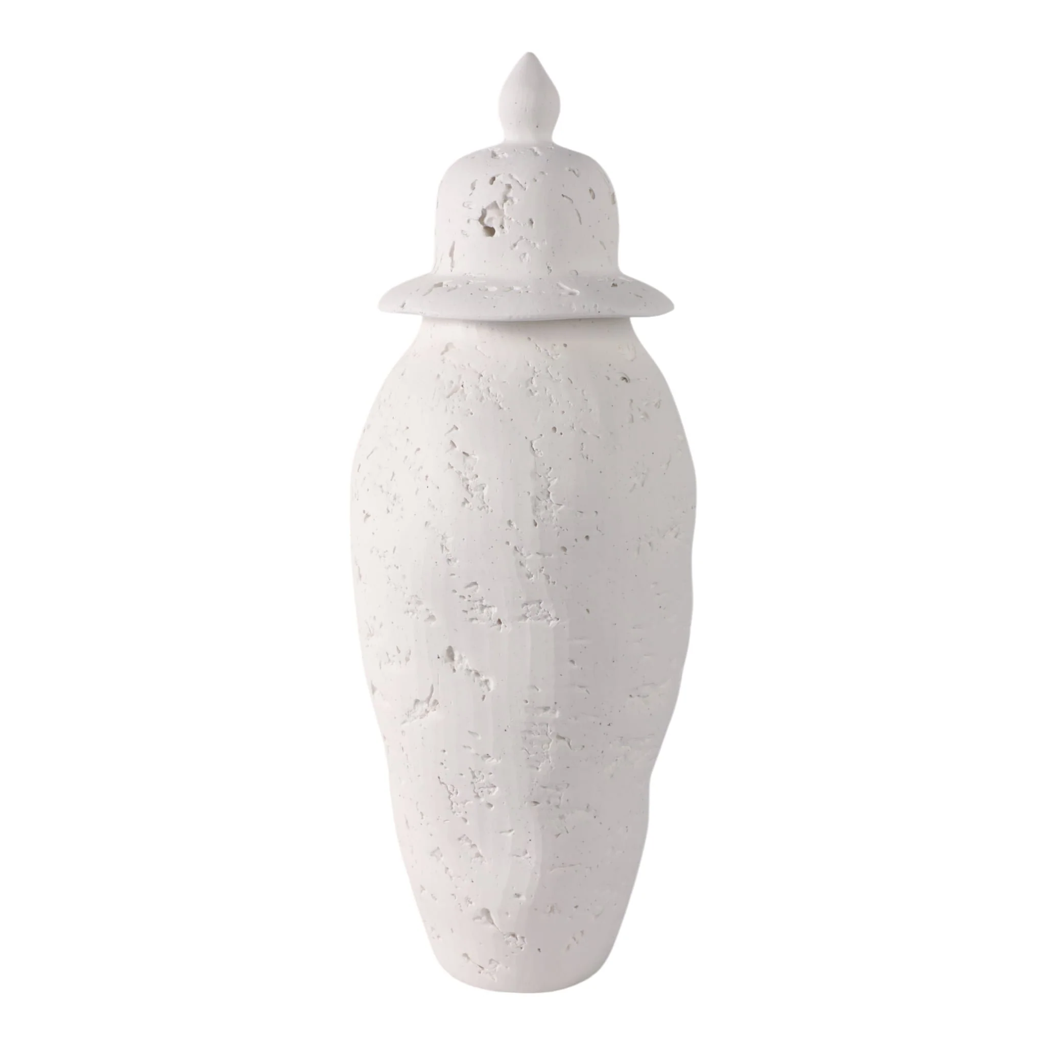 21x8" Cast Stone Finish Temple Jar, White - Image 4