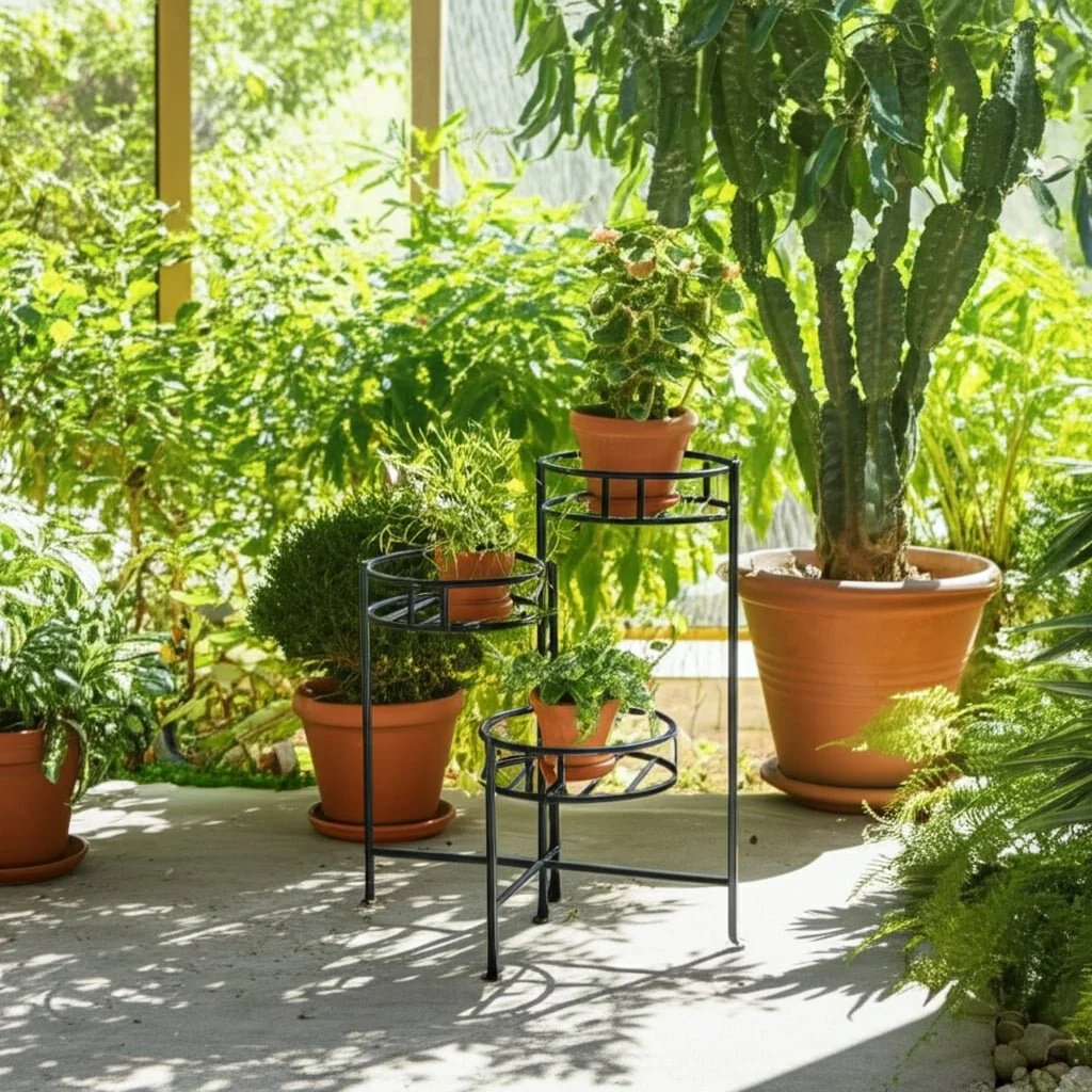 22" Folding 3-tier Plant Stand, Black - Image 11