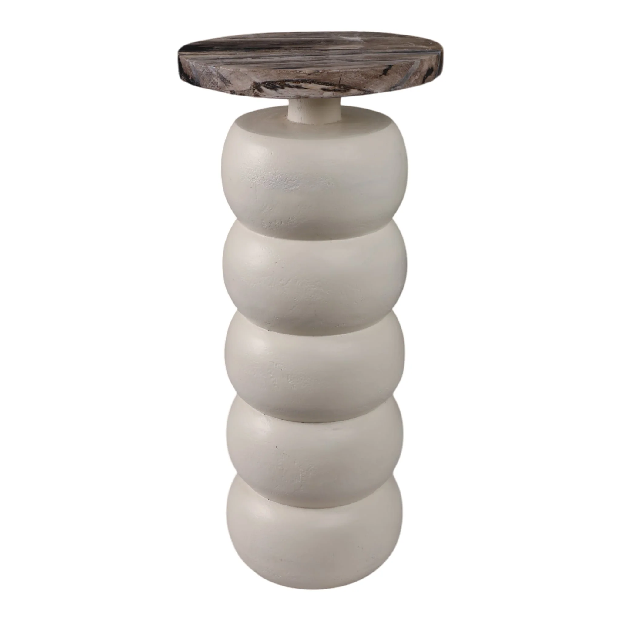 22" Stacked Ring Accent Table Petrified Wood Top,
