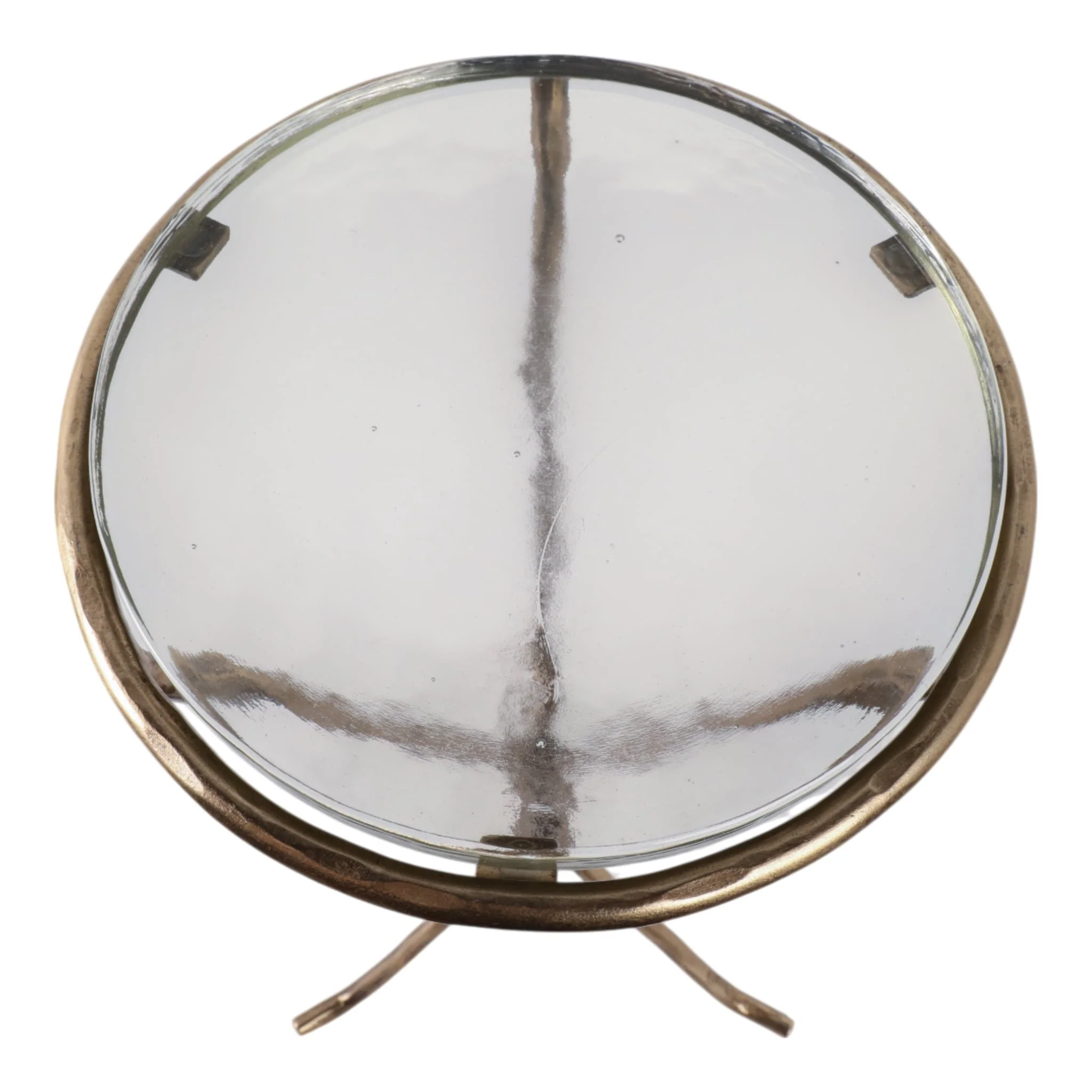 22x11" Recycled Glass Top Metal Drink Table, Gold - Image 7