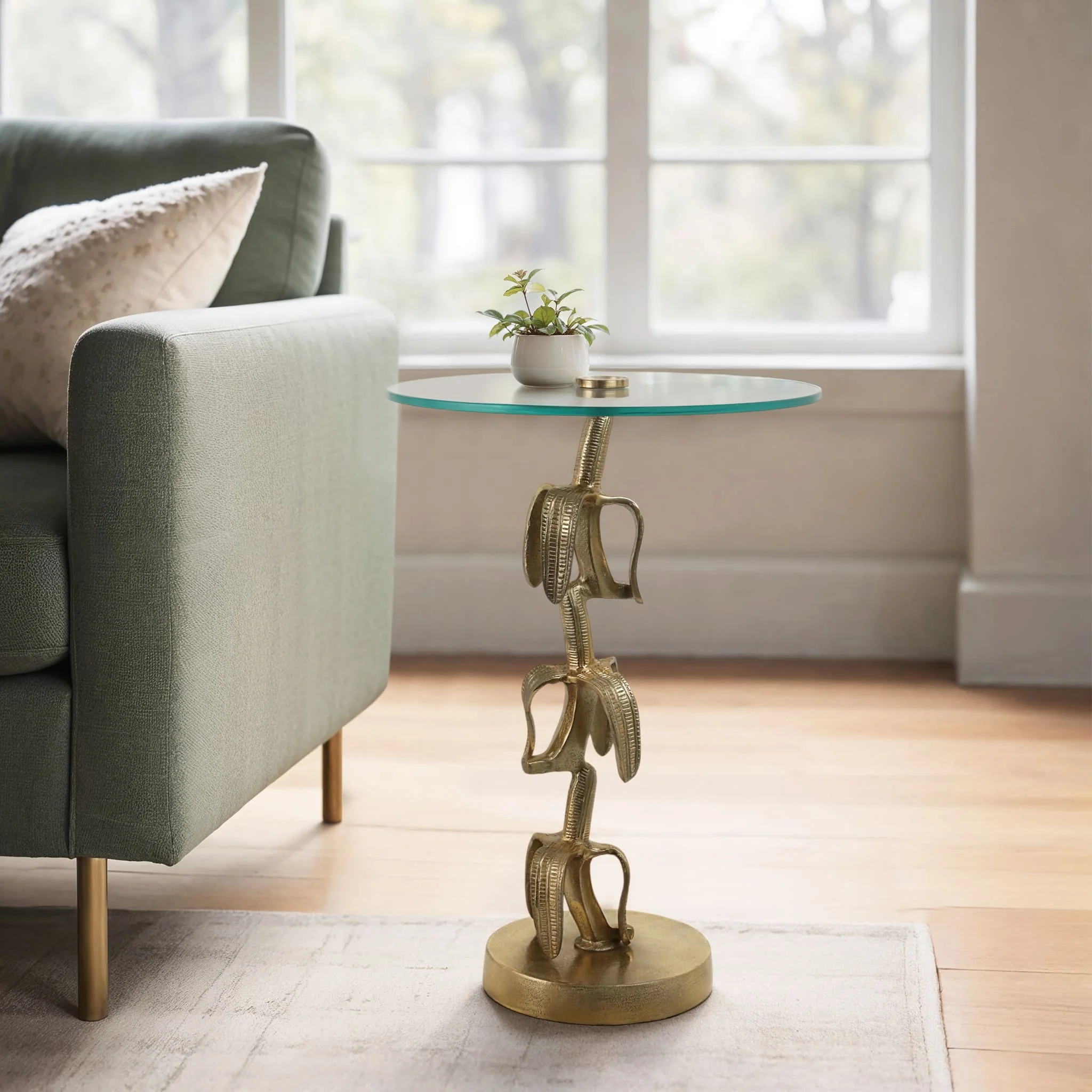 22x15" Bananas Accent Table, Gold Kd - Image 10