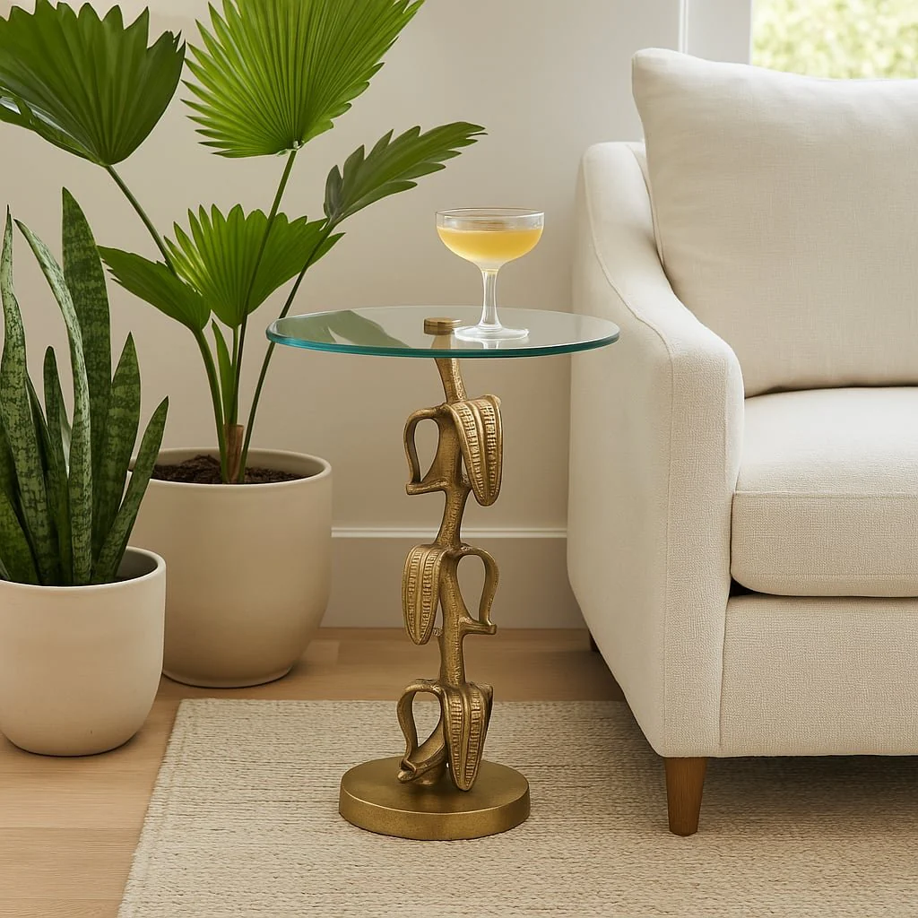 22x15" Bananas Accent Table, Gold Kd - Image 11