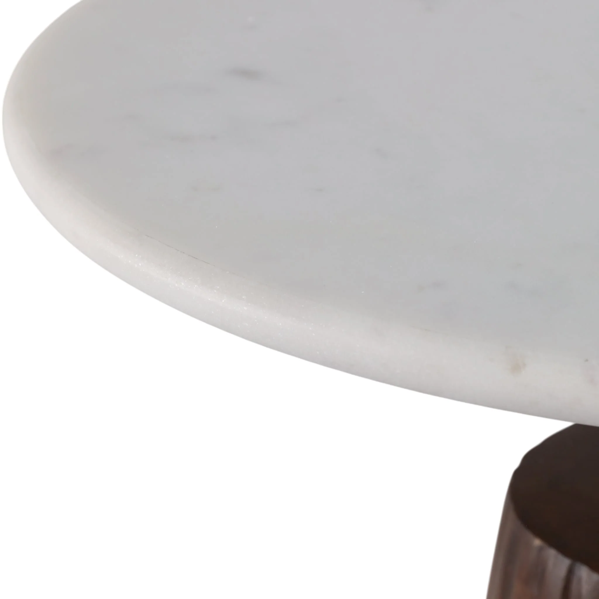22x17" Fluted Base Marble Top Accent Table,wht/brw - Image 6