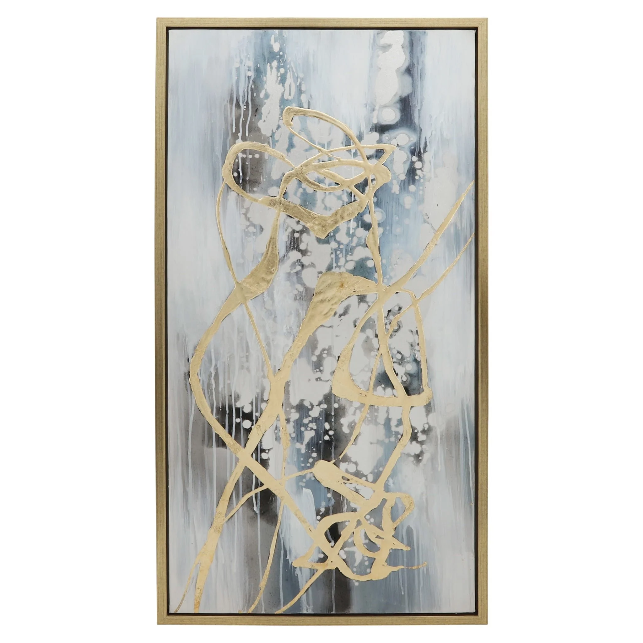 22x42 S/3 Abstract Canvas, Multi On Gold Frame - Image 4