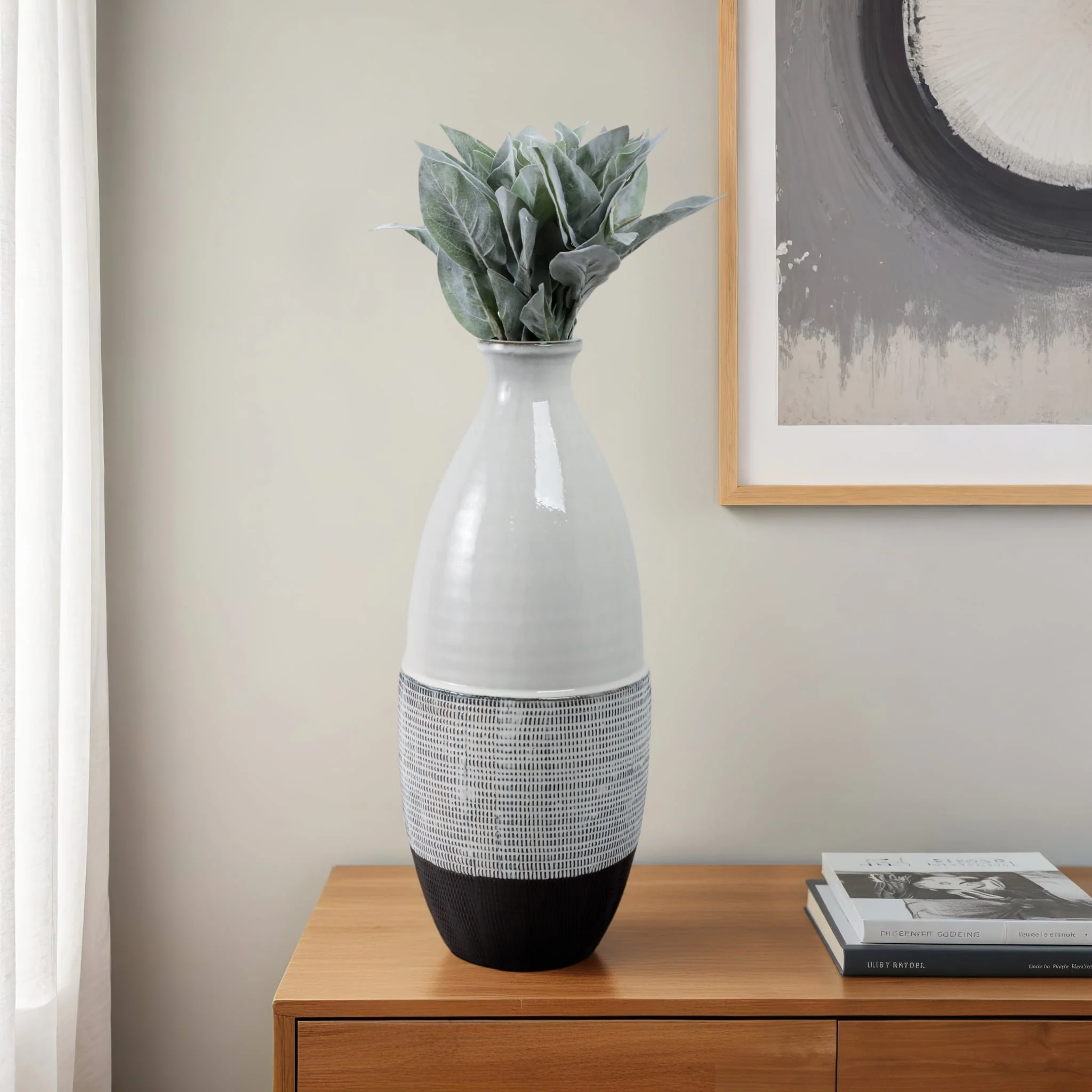 22x9" Textured Bottom Vase, Grey - Image 10