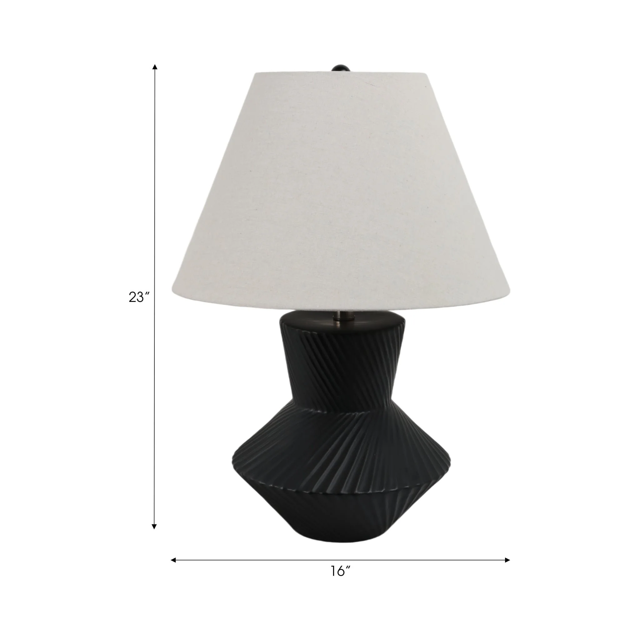 23" Ribbed Totem Table Lamp, Black/white - Image 6