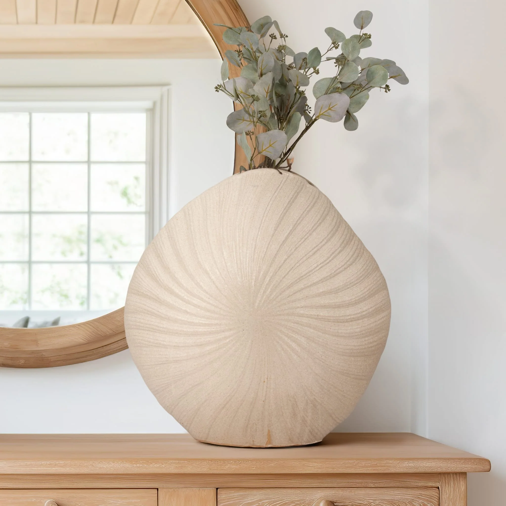 23" White Sand Shell Vase, White - Image 10