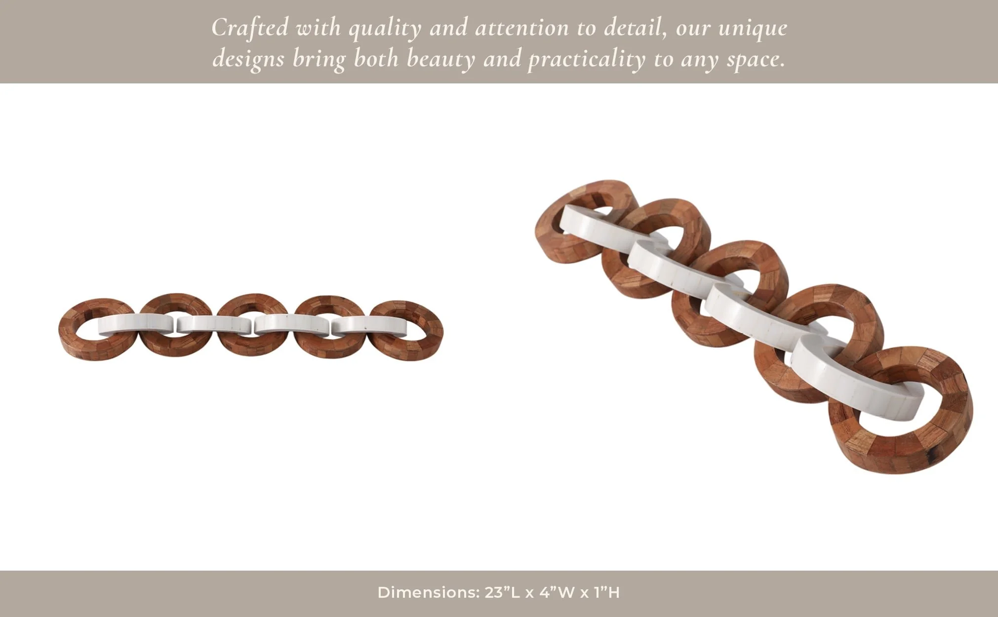 23x4" Wood And Resin Chain, Ivory/brown - Image 8