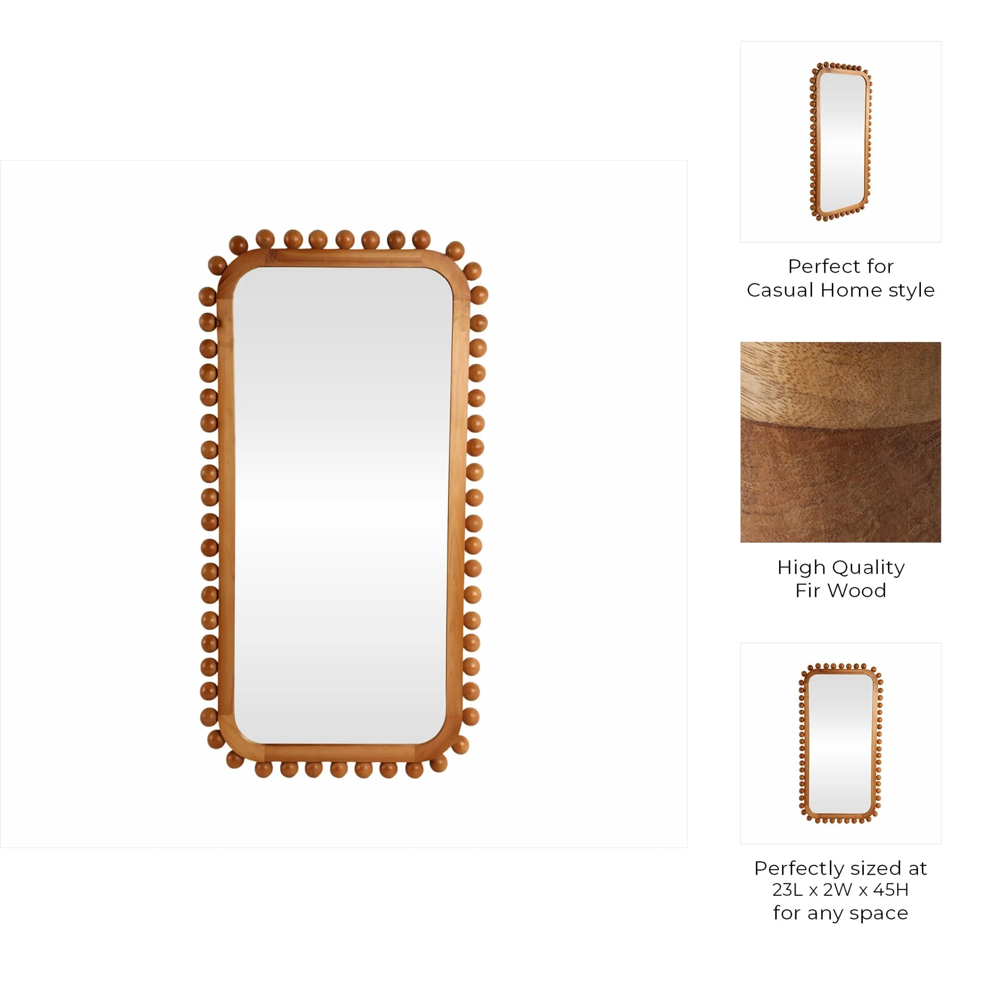 23x45" Knobby Rectangular Mirror, Natural - Image 8