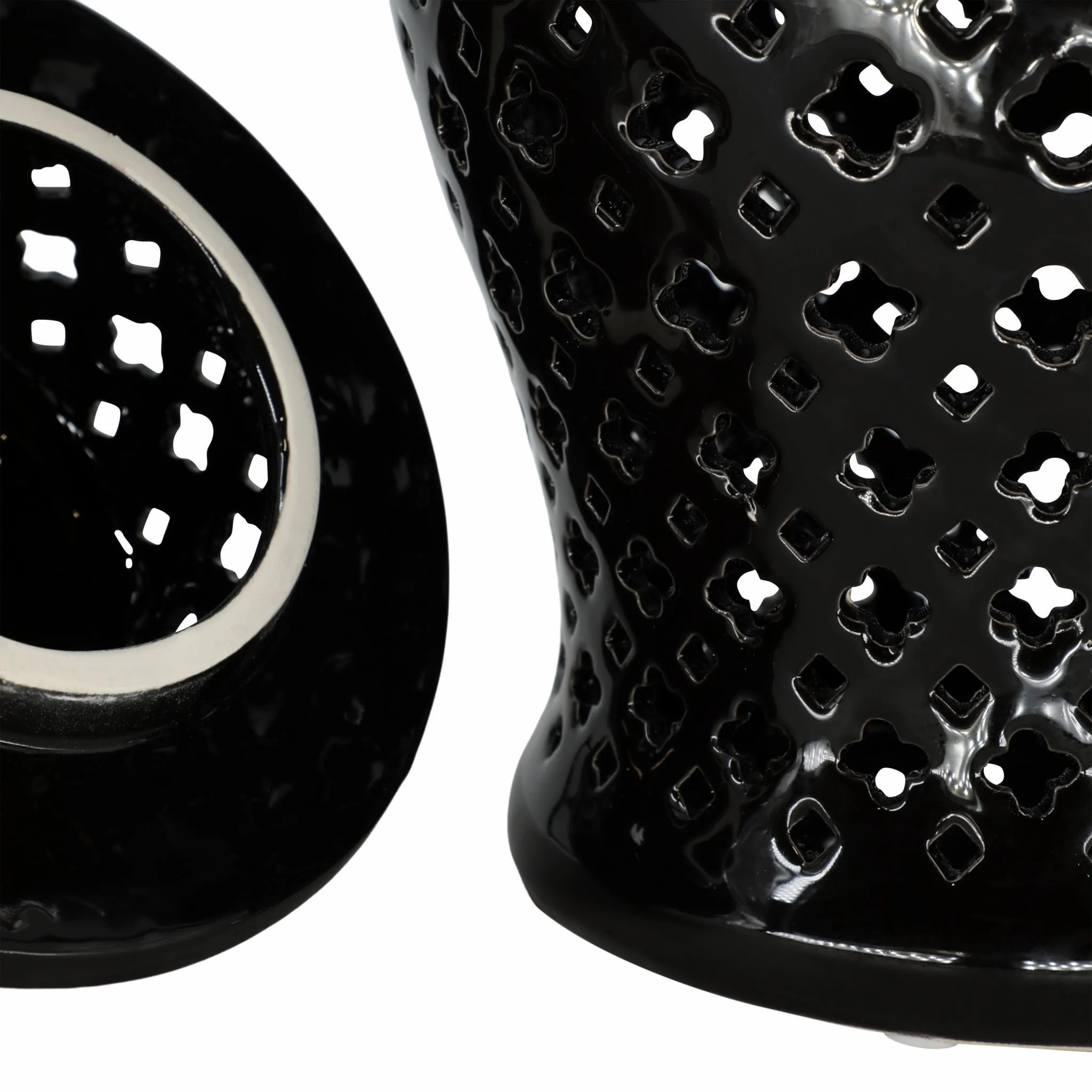 24" Cut-out Clover Temple Jar, Black - Image 4