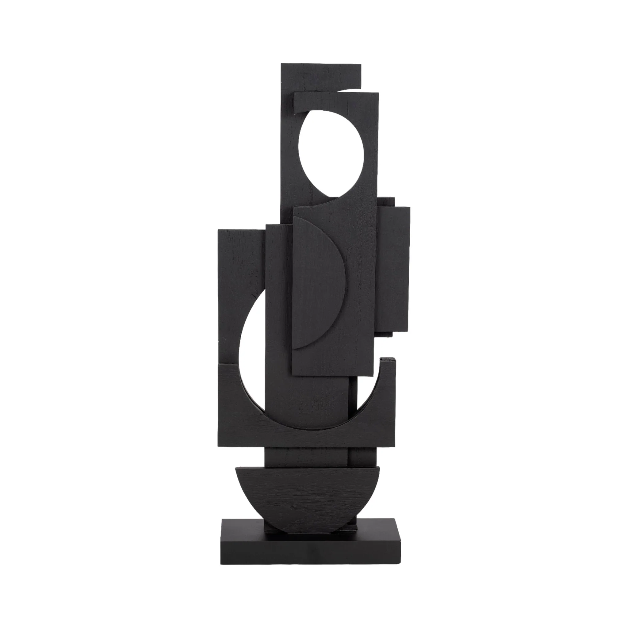 24" Modern Stacked Sculpture, Black