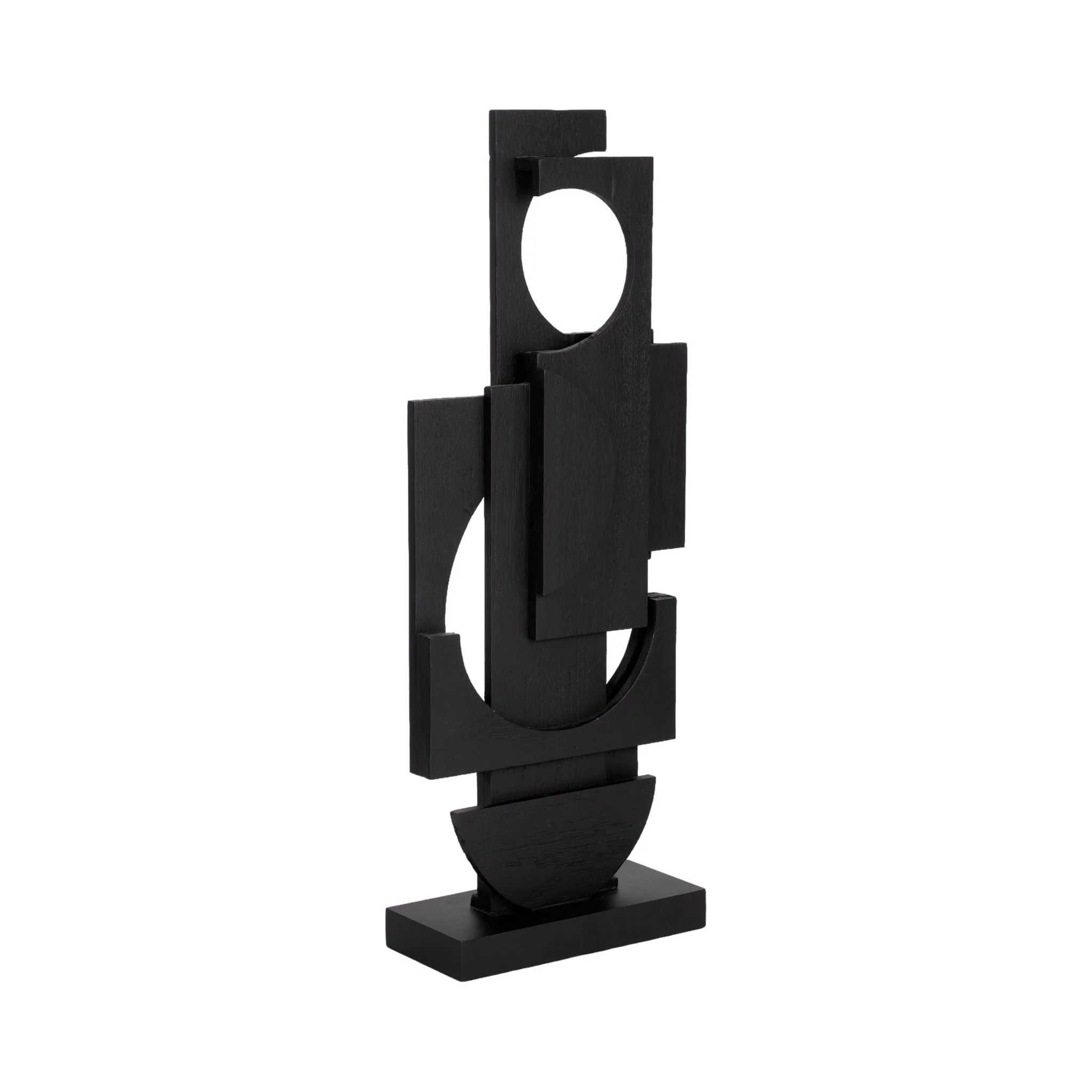 24" Modern Stacked Sculpture, Black - Image 2