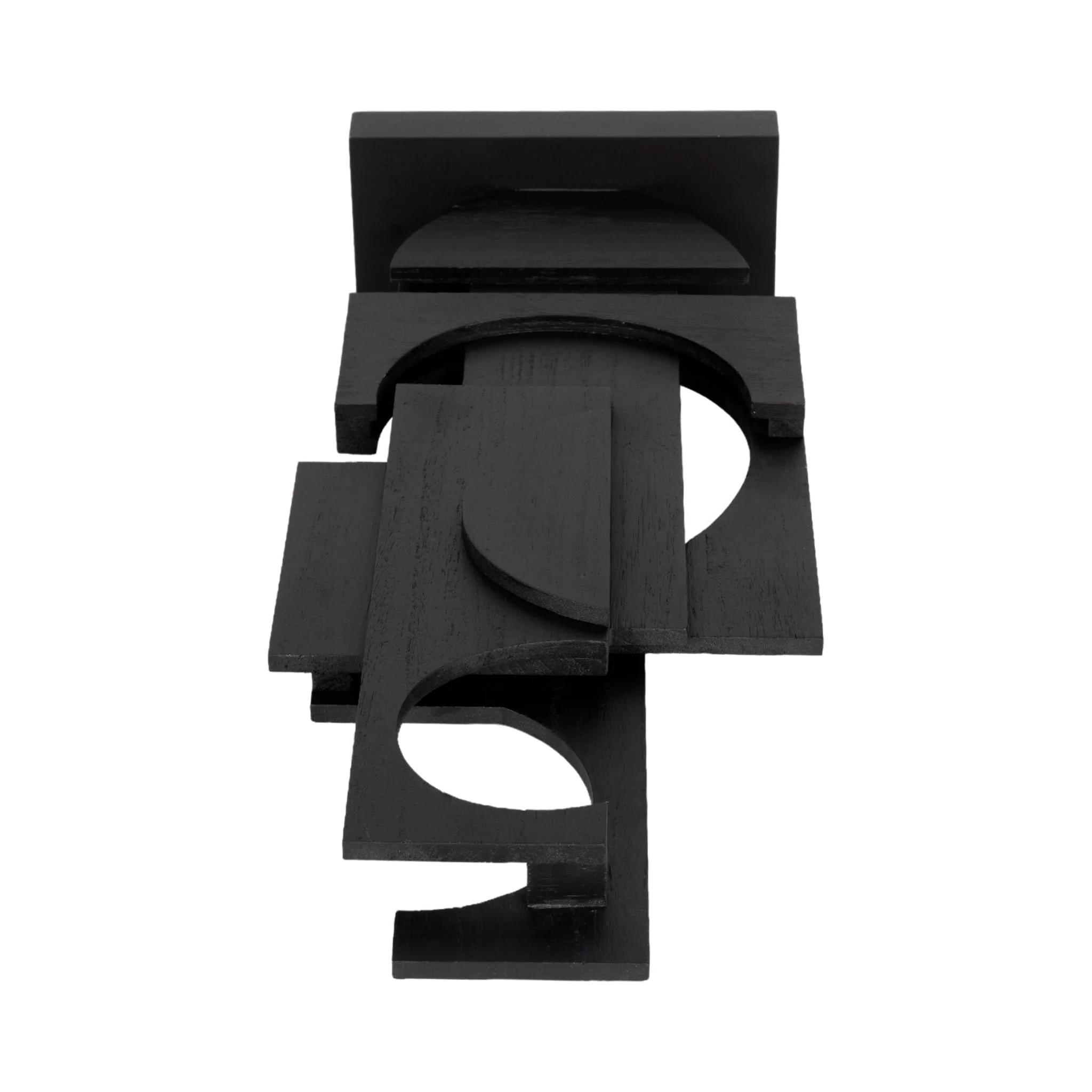 24" Modern Stacked Sculpture, Black - Image 6
