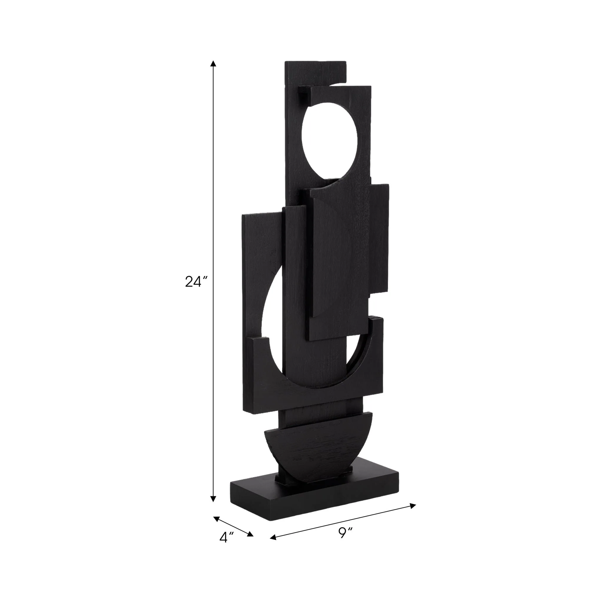 24" Modern Stacked Sculpture, Black - Image 8