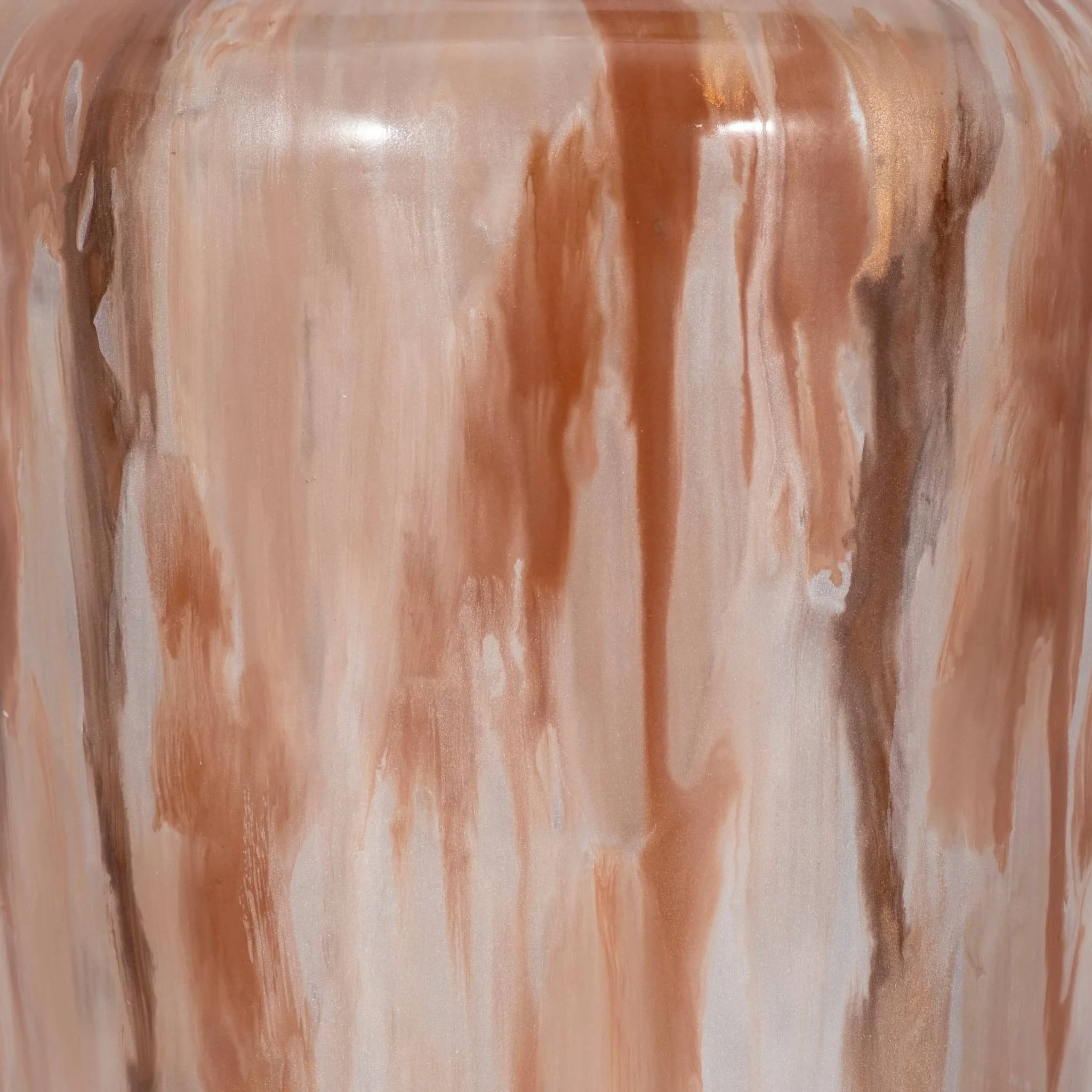 24" Nude Drip Finish Glass Floor Vase, Tan Multi - Image 4