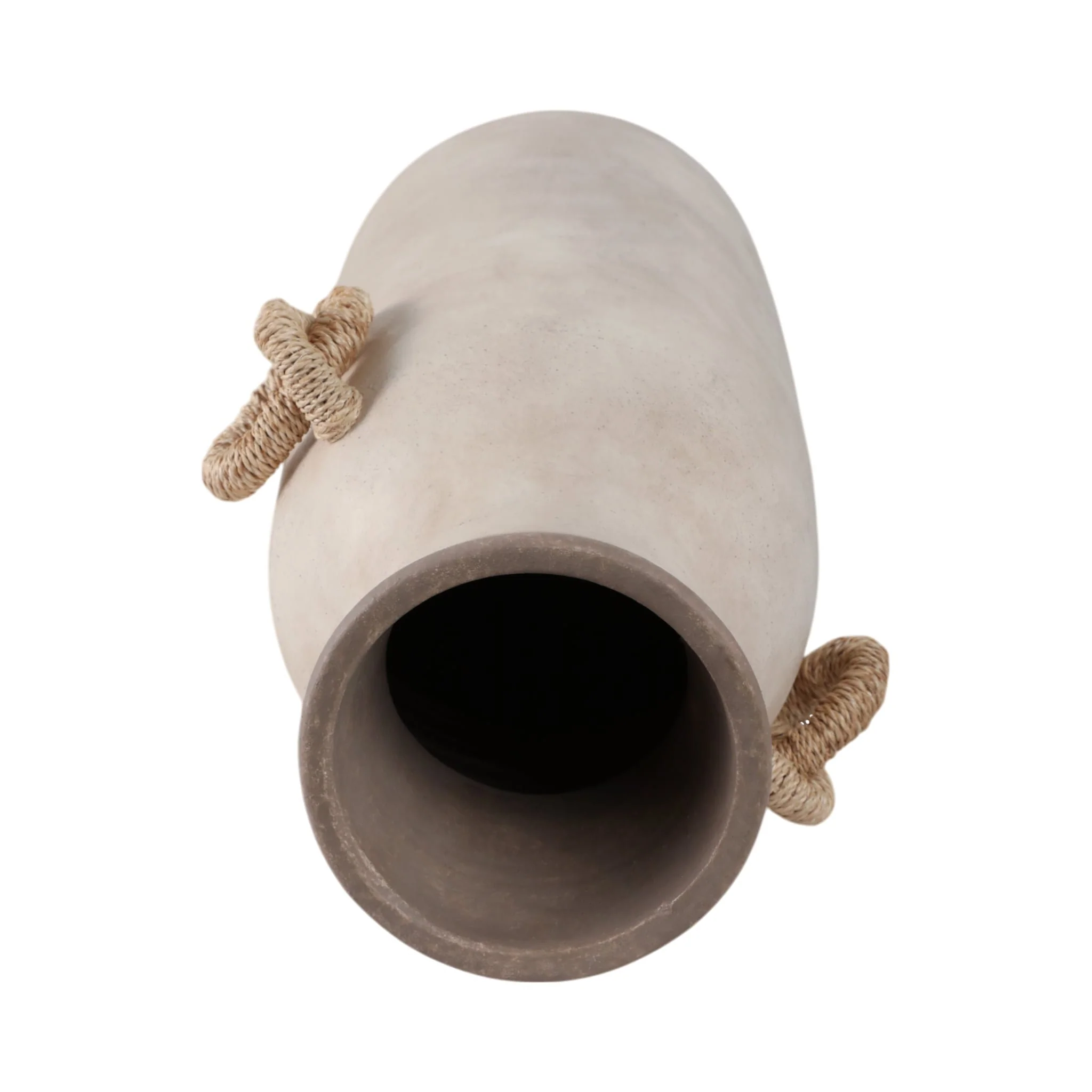24" Vase With Rattan Handles, Antique White - Image 7