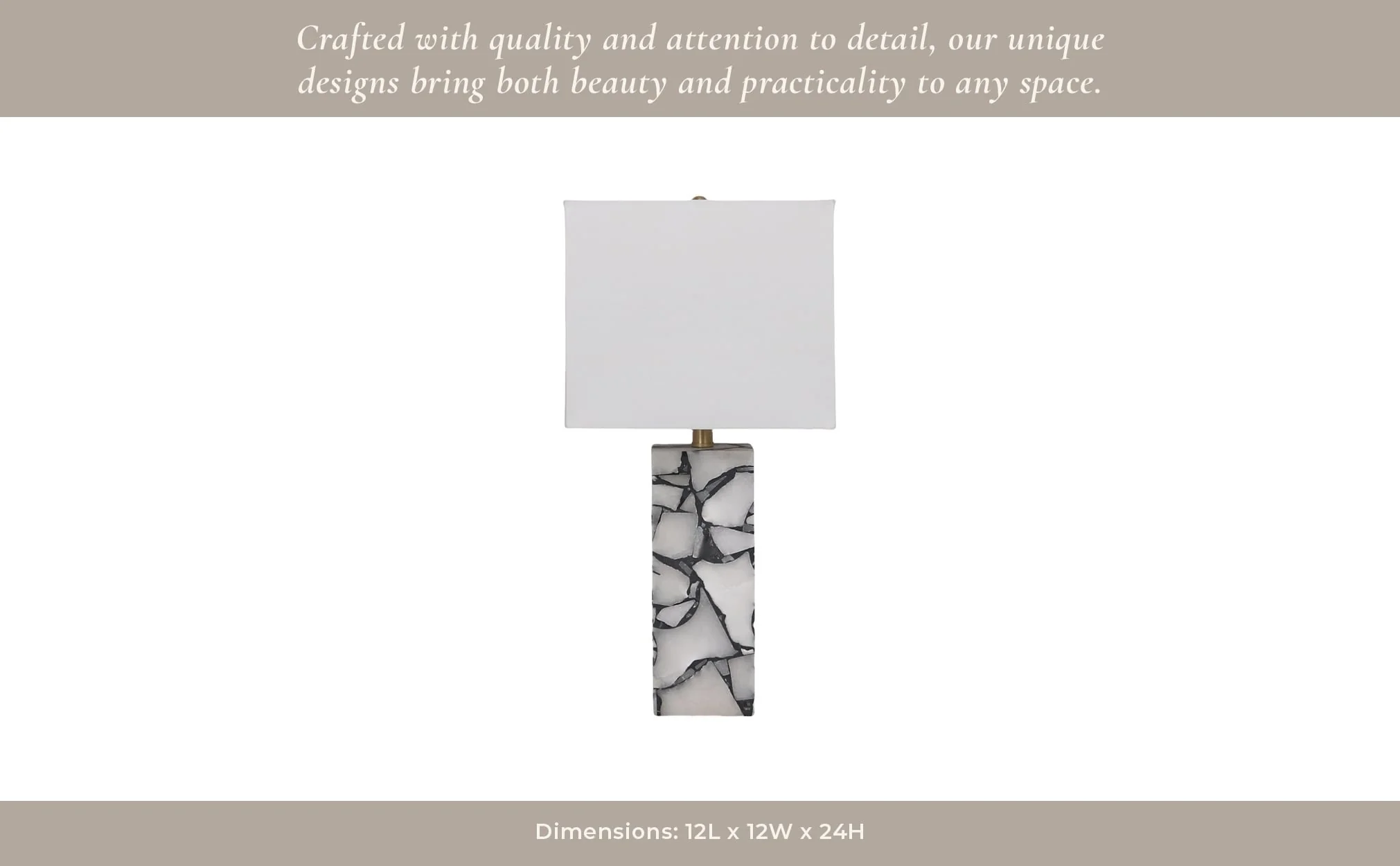 24x12" Alabaster Pieces Table Lamp, White - Image 11