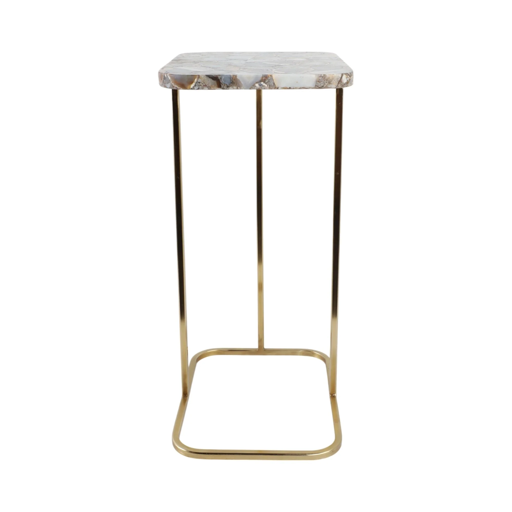 24x15" Agate Top C-table, Black/gold - Image 3
