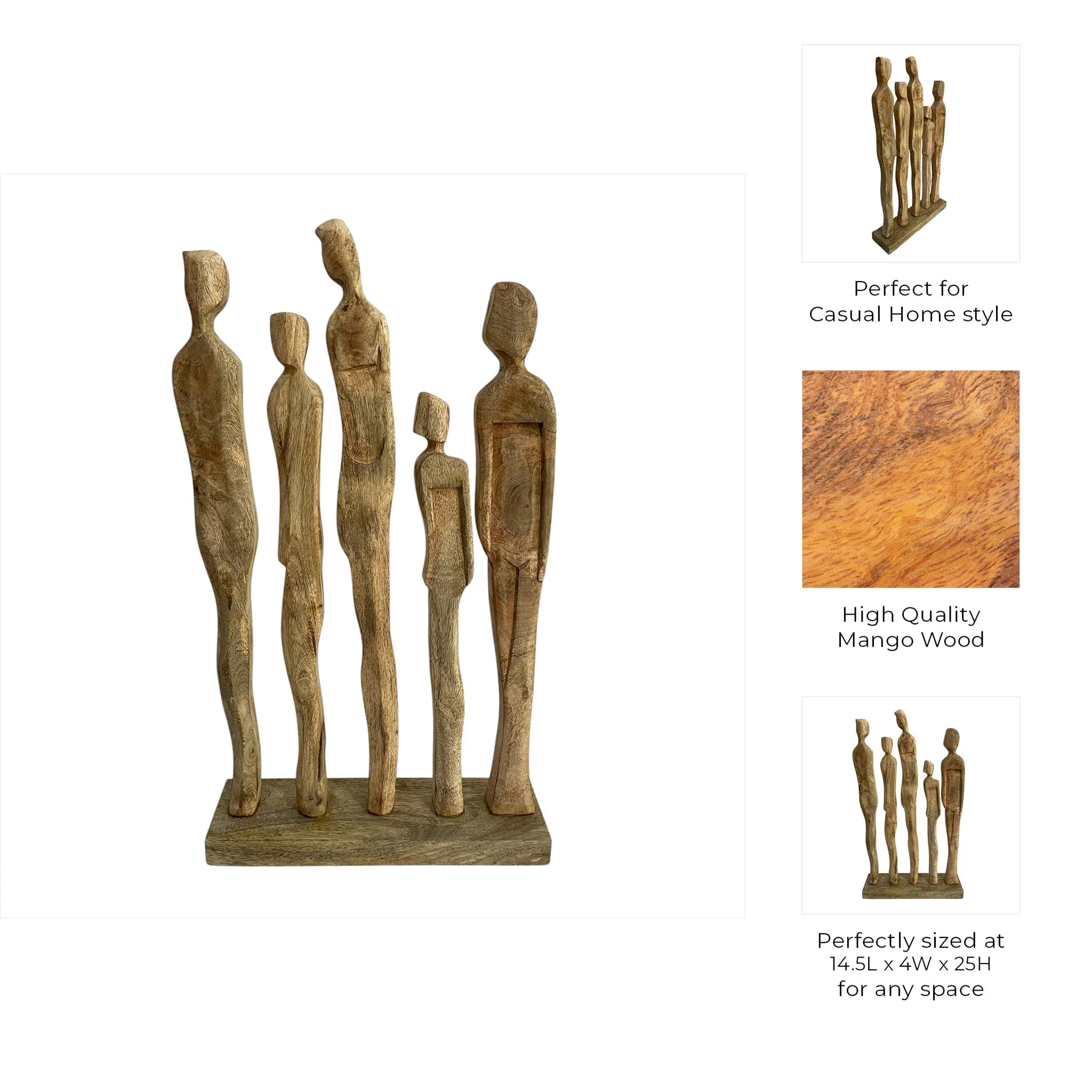 25x15" Standing People Sculpture, Natural - Image 3
