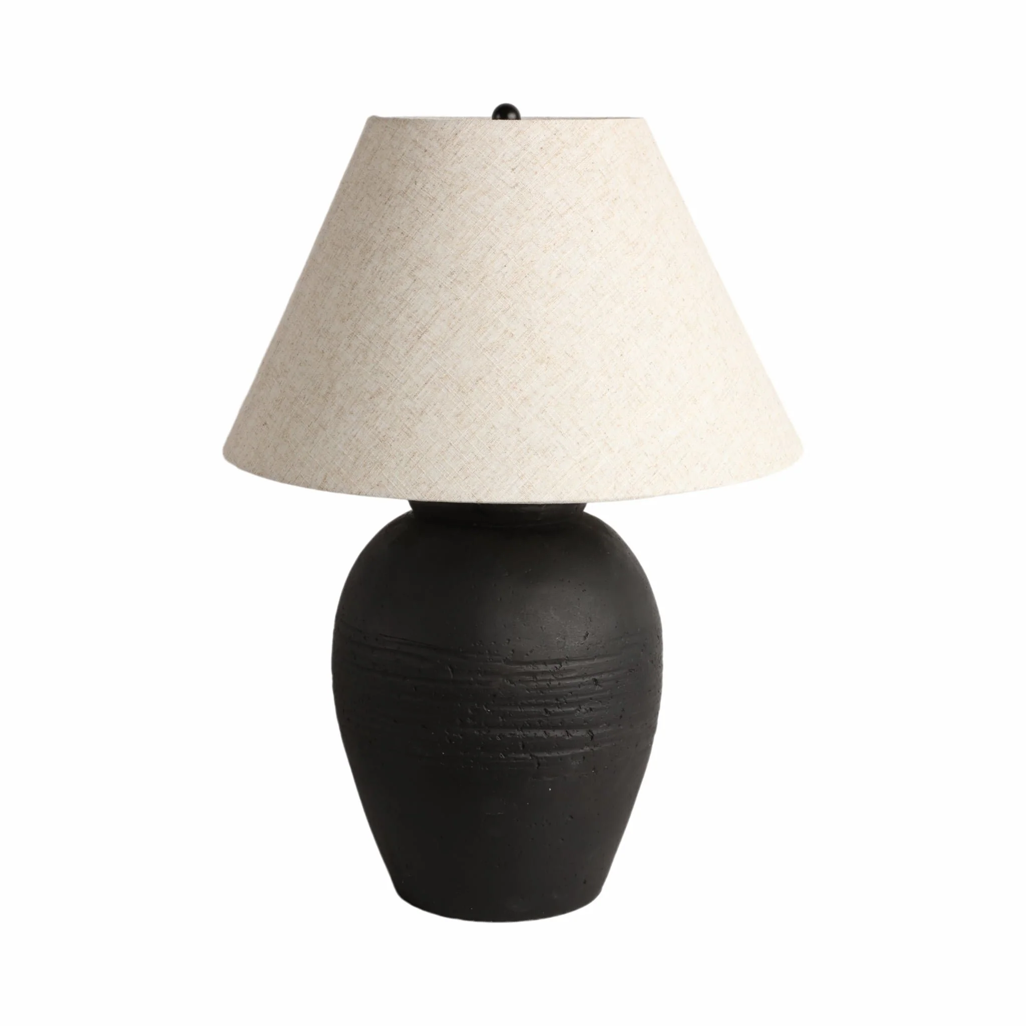 27" Artisan Jug Table Lamp Tapered Shade,blk/beige - Image 3