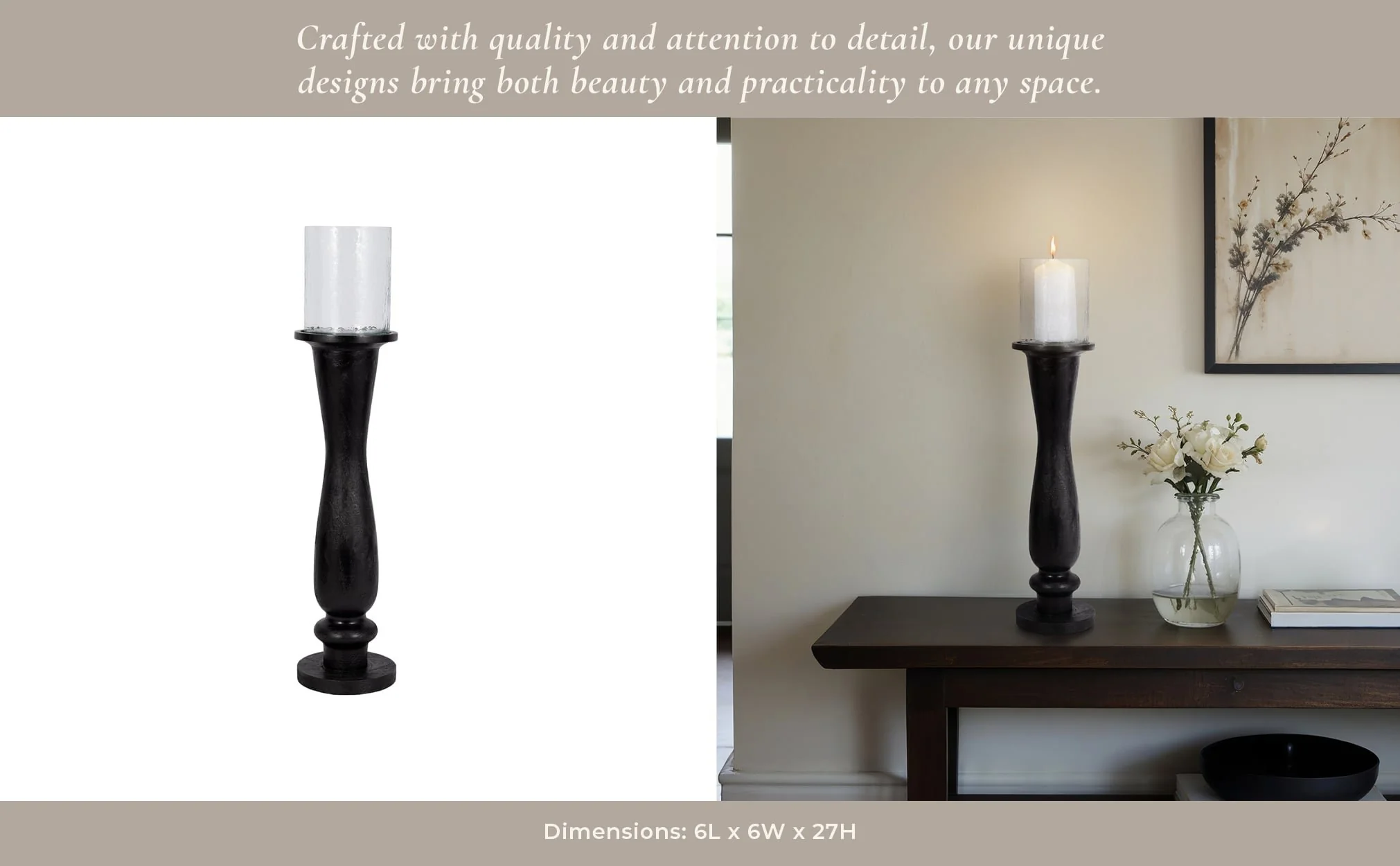 27" Traditional Hurricane On Pedestal, Black - Image 11