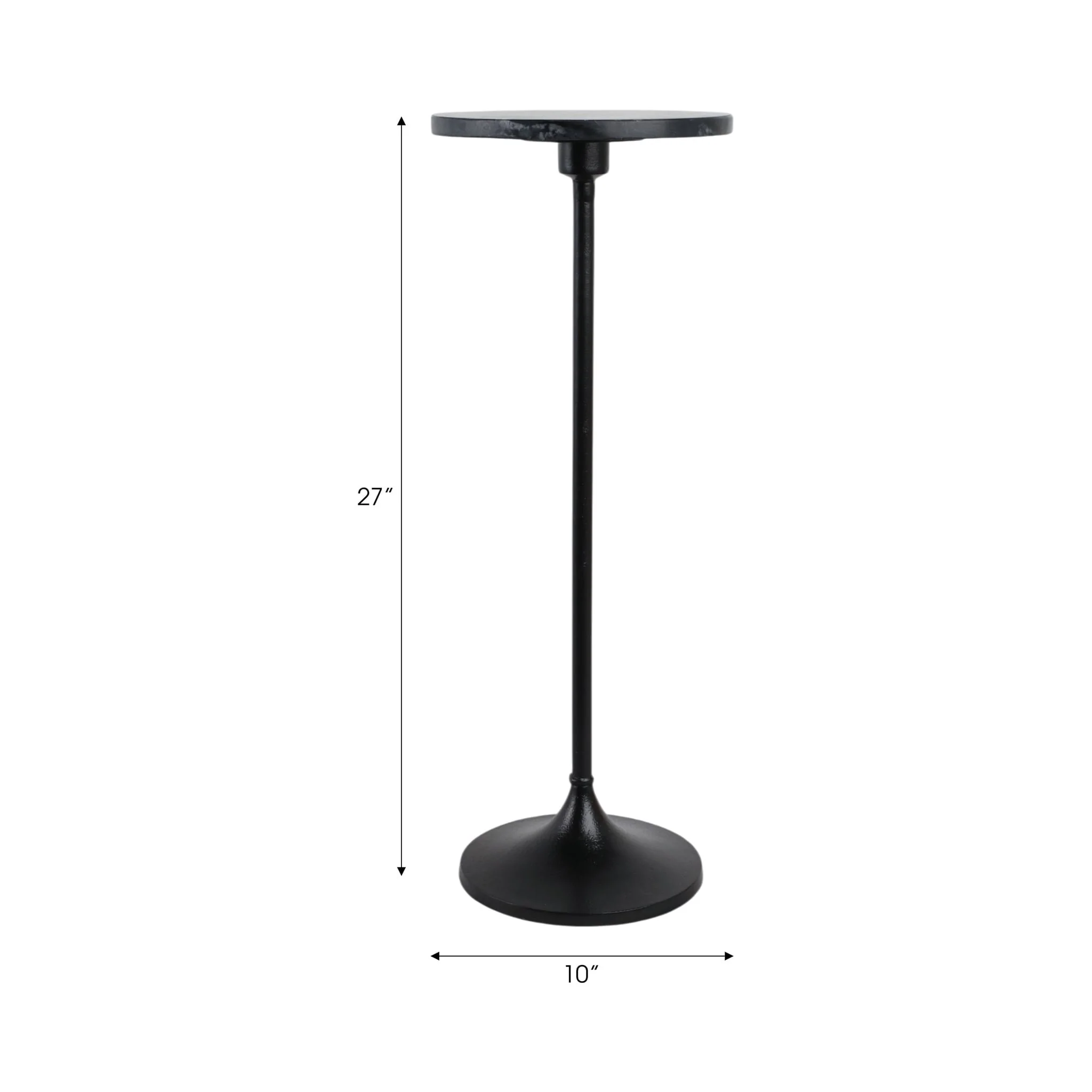 27x10" Marble Top Drink Table, Black - Image 9