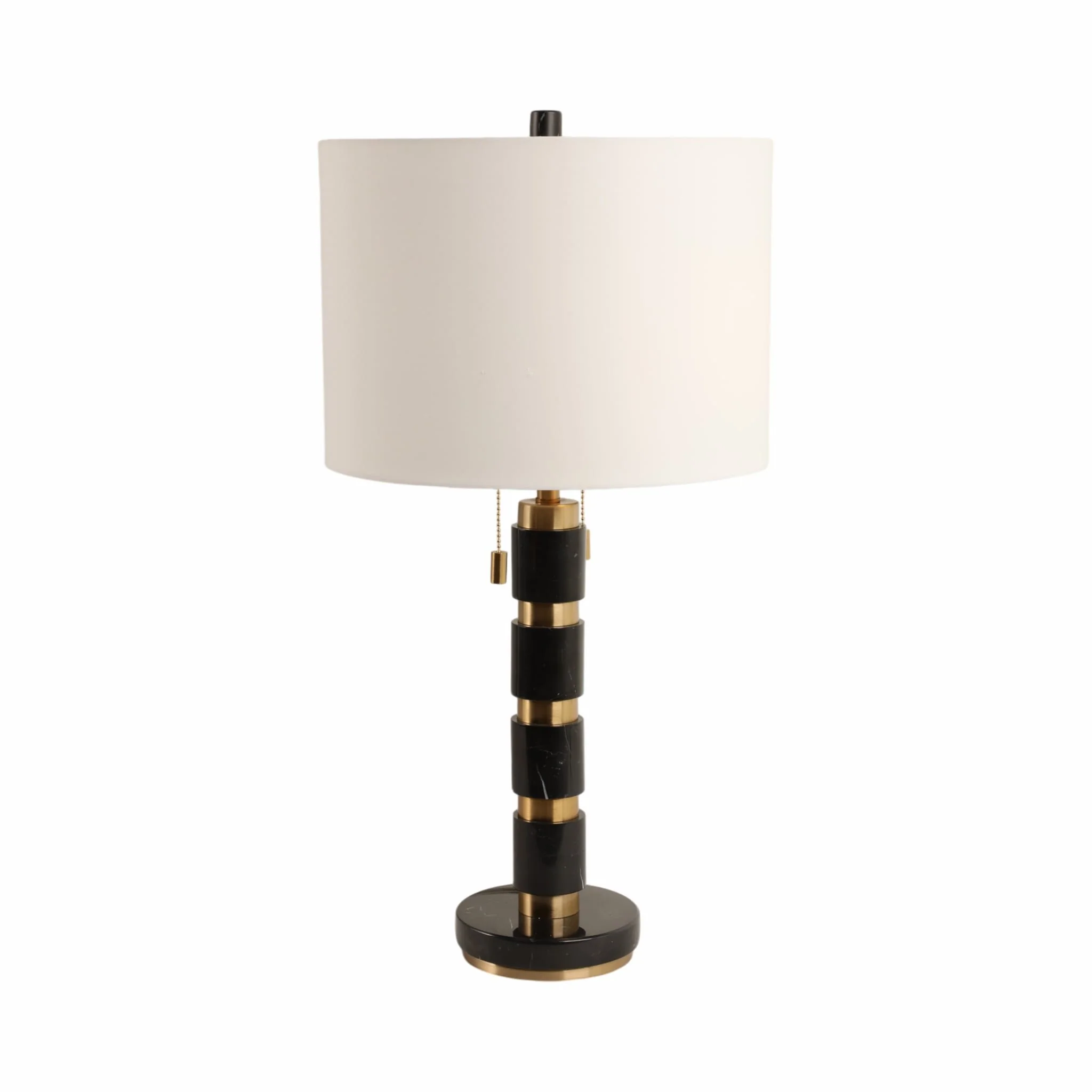 27x14" Stacked Marble Lamp With 2 Pulls, Black/gol - Image 2
